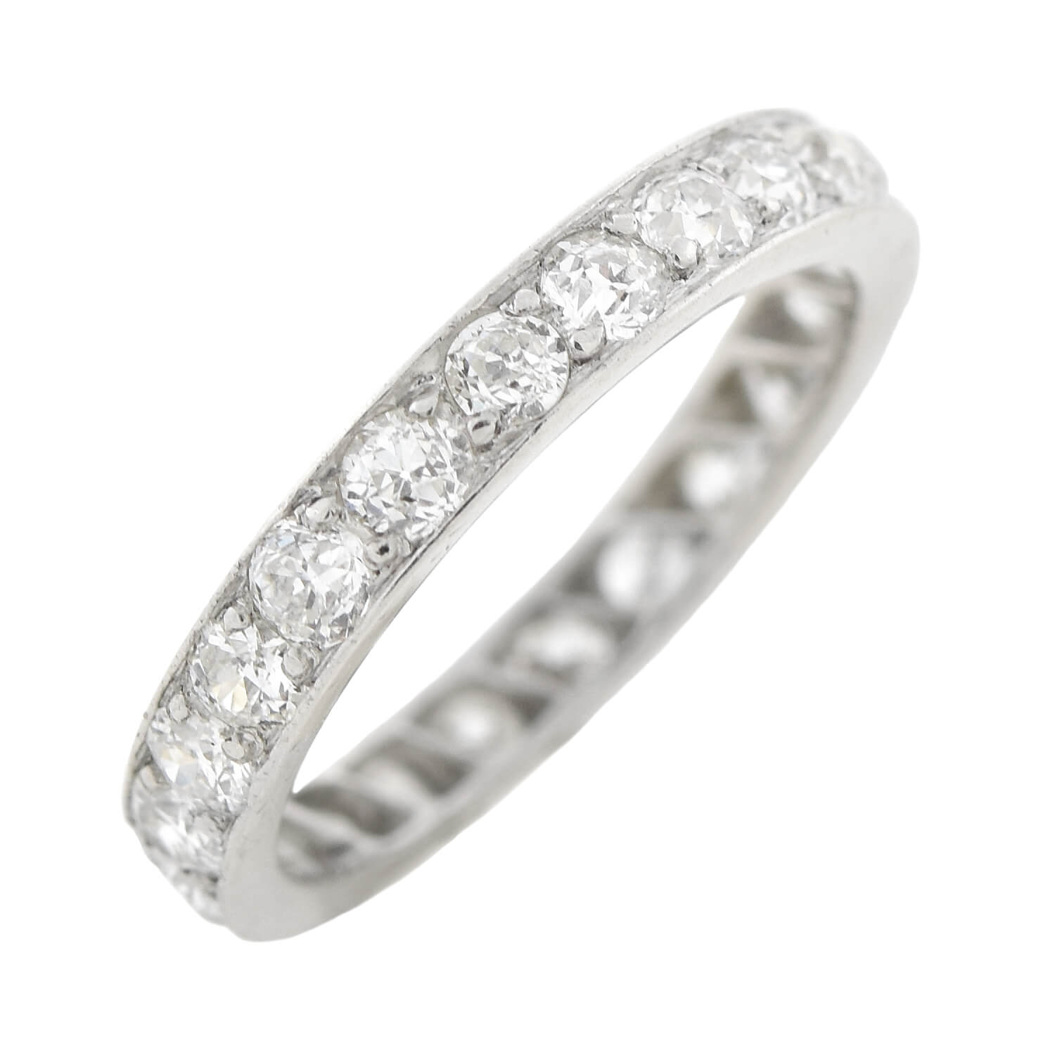 Vintage Art Deco Platinum Old Mine Cut Diamond Eternity Band - 1.25 Carat Total Weight - Perfect for Wedding, Anniversary & Special Occasion Jewelry Gifts