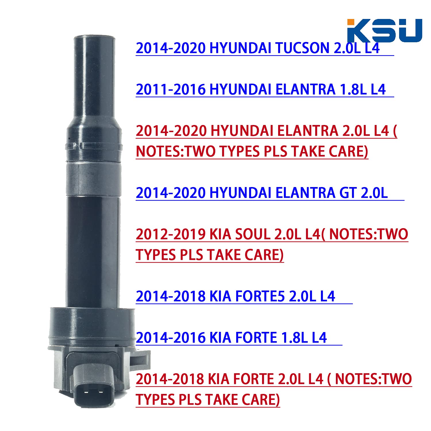 High-Performance Ignition Coil Pack for Kia Soul, Forte, Forte5 & Hyundai Tucson, Elantra, Elantra GT (1.8L 2.0L ONLY) 2011-2016 - Direct Replacement for UF651, 5C1861, C1804, 1788511, 273002E000 (1 pc) - Perfect for Engine Misfire Repair & Performance Upgrade