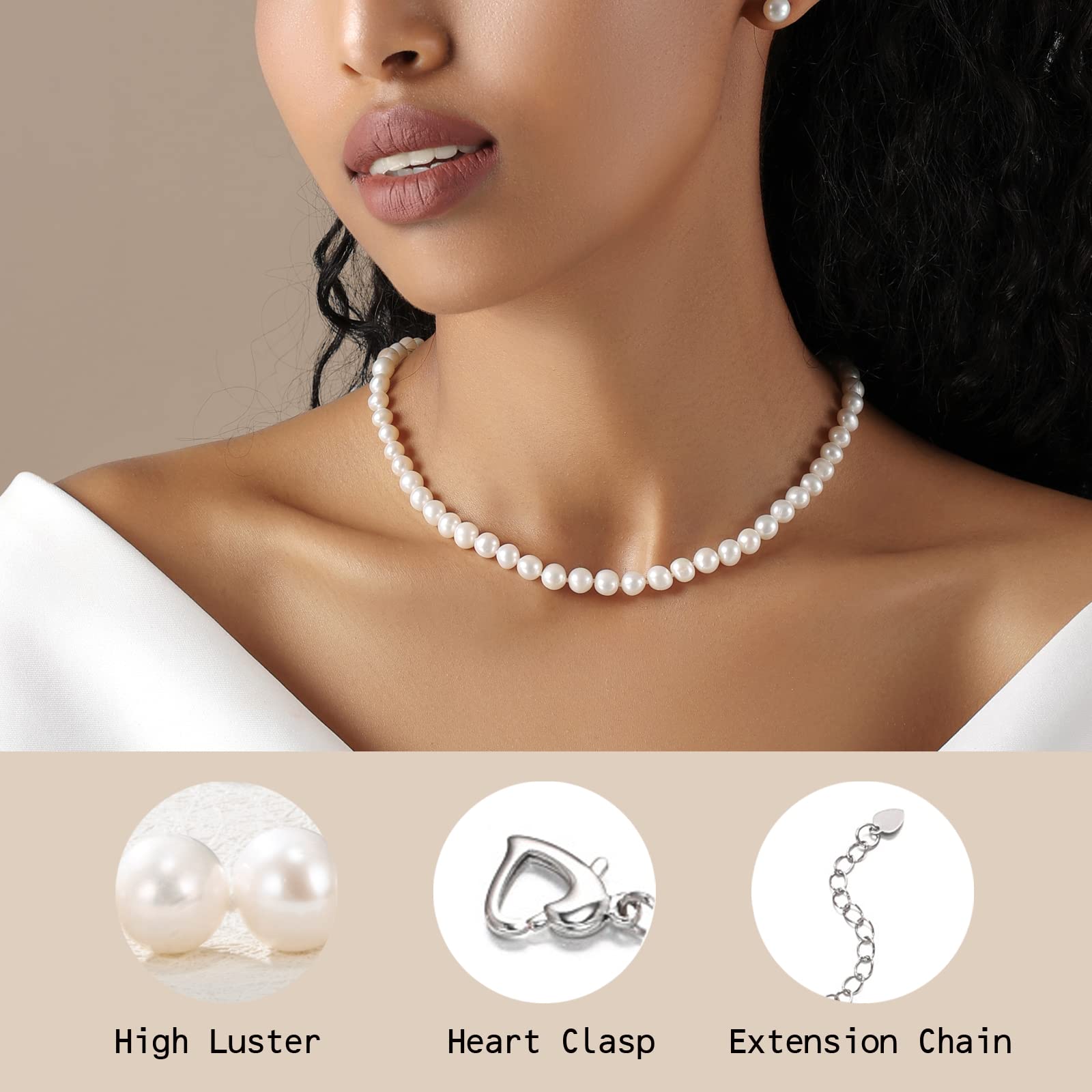 Real Pearl Necklace with Heart Clasp - Elegant Jewelry Gift for Women