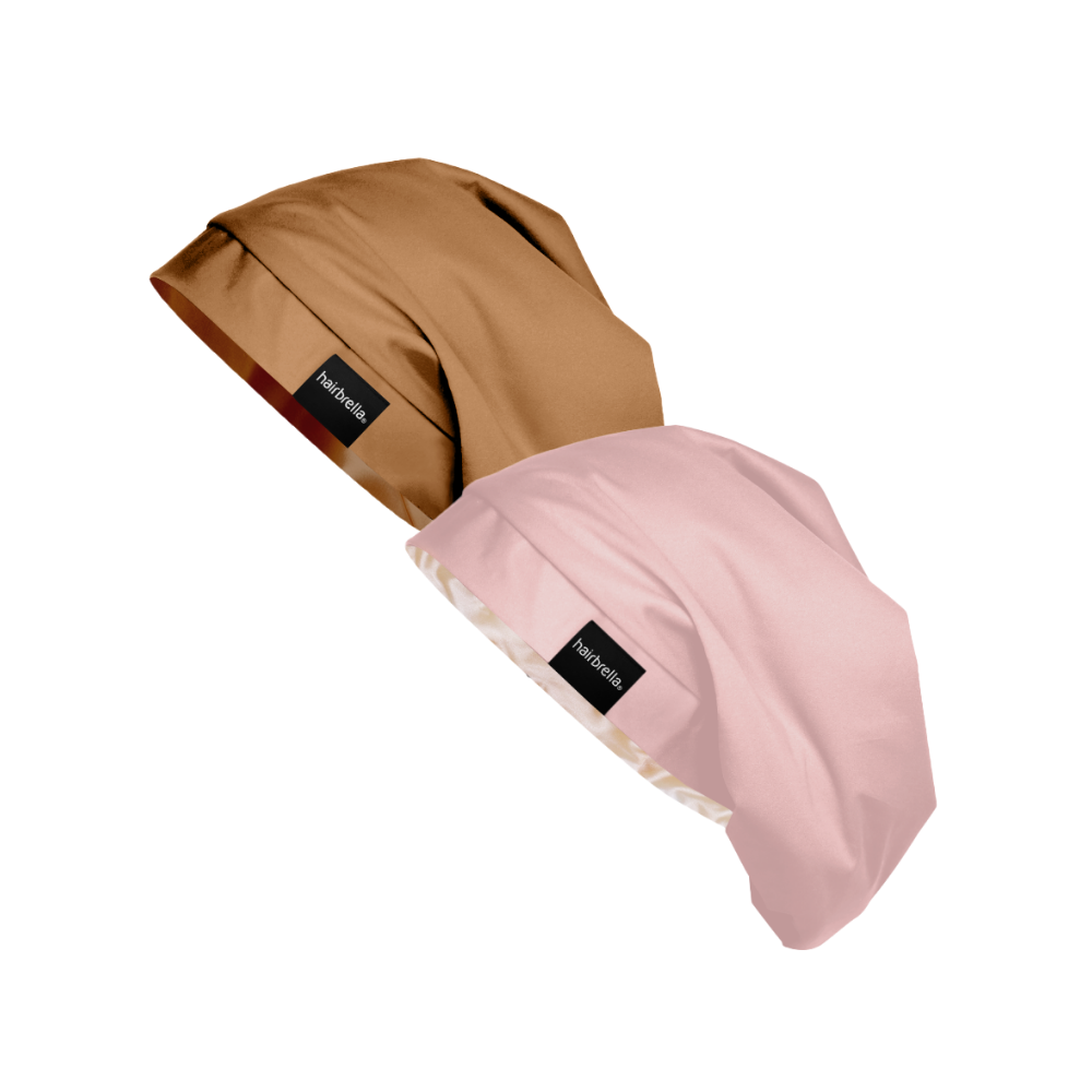 Hairbrella Satin Lined Sleep Cap for Curly & Natural Hair - 2 Pack Bundle | Soft & Breathable Night Cap for Hair Protection & Moisture Retention | Perfect for Bedtime, Travel & Salon Visits
