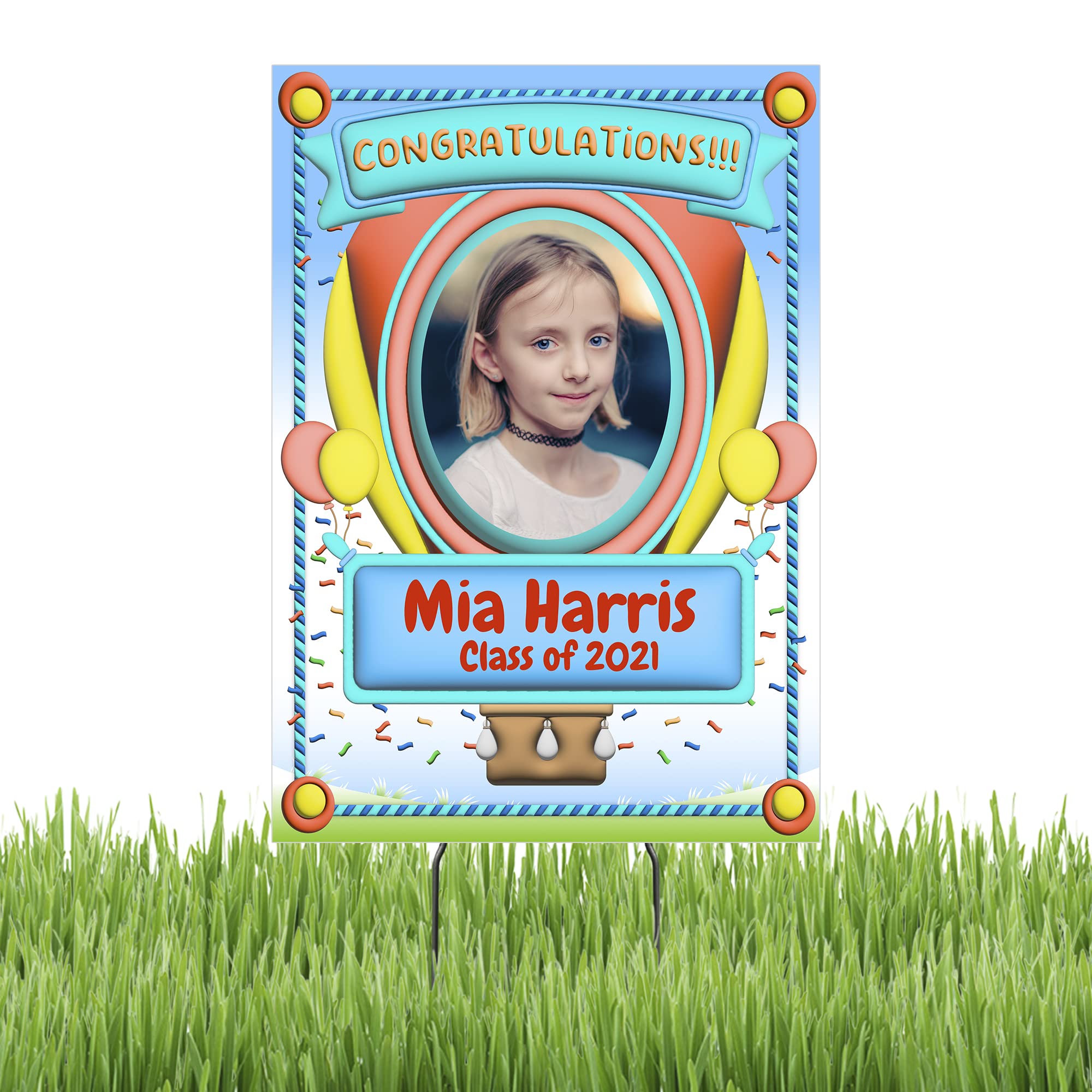 12x17 Personalized Graduation Yard Sign with Metal Stakes - Custom Graduation Gift for High School, College, Middle & Elementary School - Class of 2022 (Design 18) - Perfect for Outdoor Graduation Decor & Celebration