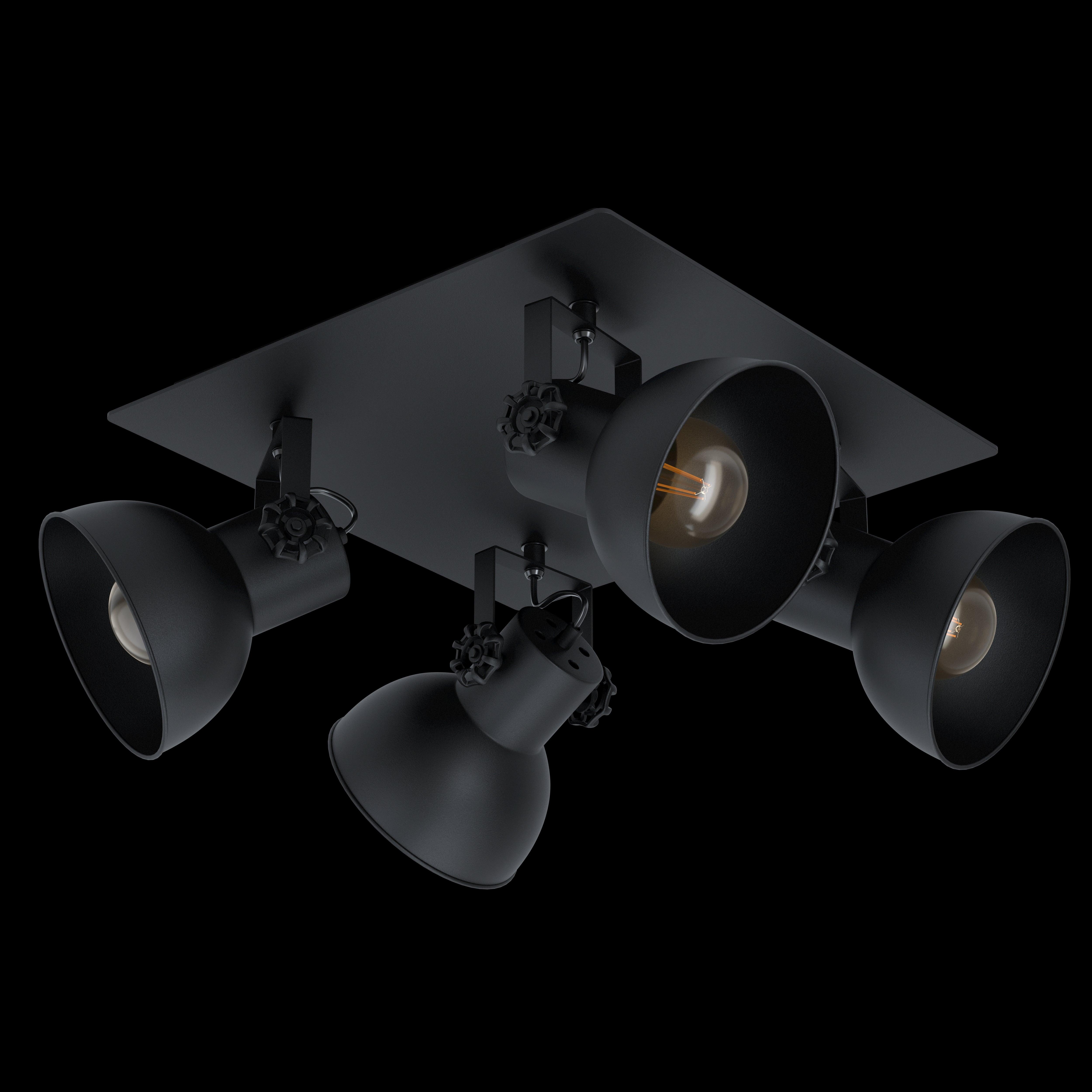 Eglo Barnstaple 1 Black 4-Light Plate Spotlight - Modern Ceiling Lighting for Living Room, Bedroom & Kitchen