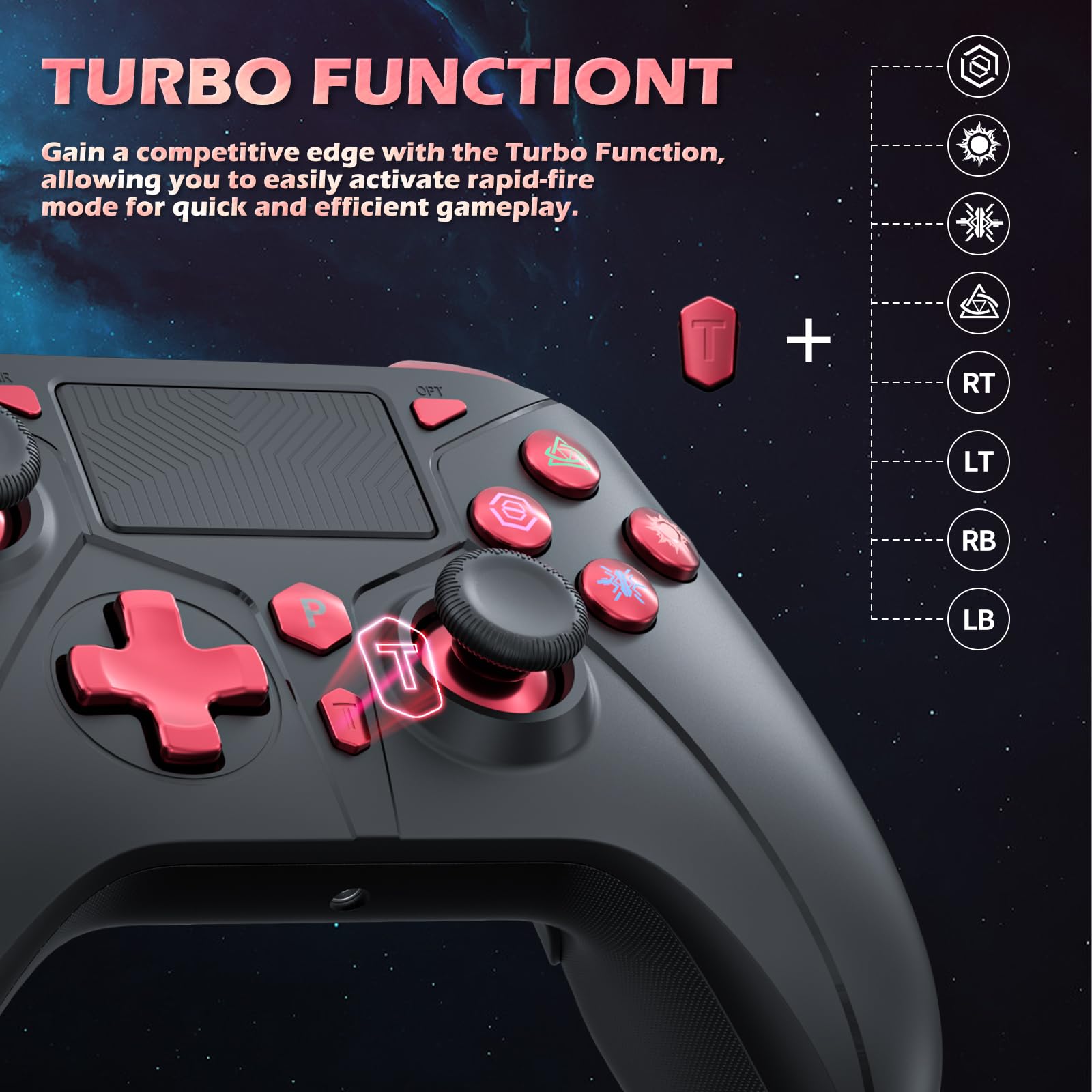 Gamrombo Wireless Controller for PS4 - Compatible with Sony PS4, PS4 Slim, PS4 Pro, PS3, Nintendo Switch & Windows PC - Dual Shock Gamepad with Turbo, Macro Function & 3.5mm Audio Jack - Perfect for Gaming, Streaming & Multiplayer Sessions