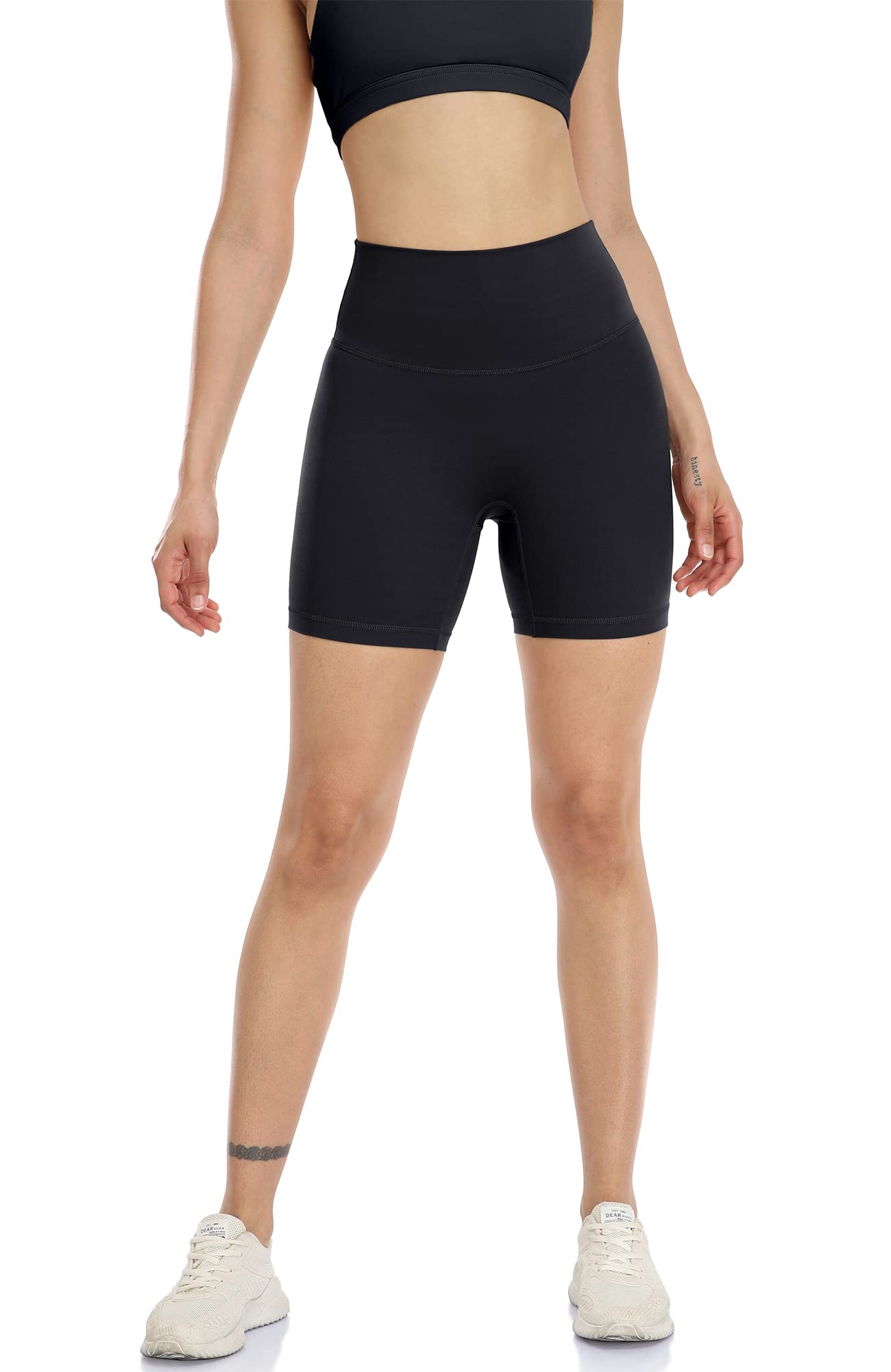 Icyzone High Waisted Workout Biker Shorts for Women - Yoga, Gym & Running Compression Spandex Shorts - Perfect for Fitness, Cycling & Lounge Wear