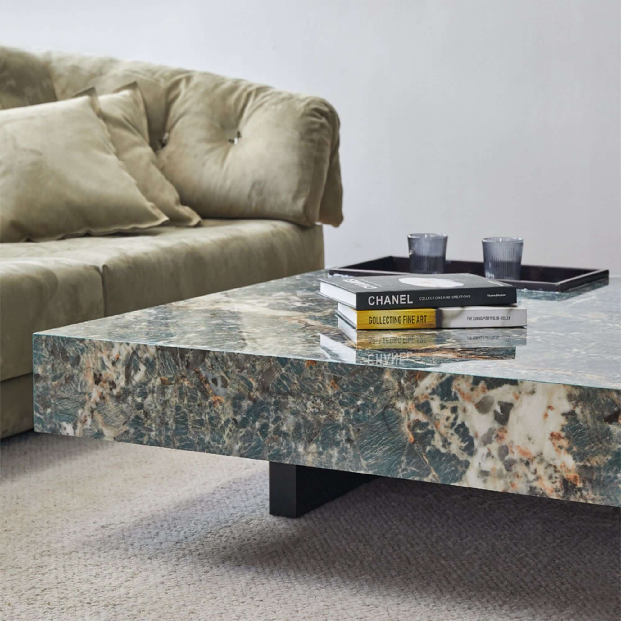 Luxury Square Marble Coffee Table with Metal Legs - Modern Living Room Centerpiece for Home Decor