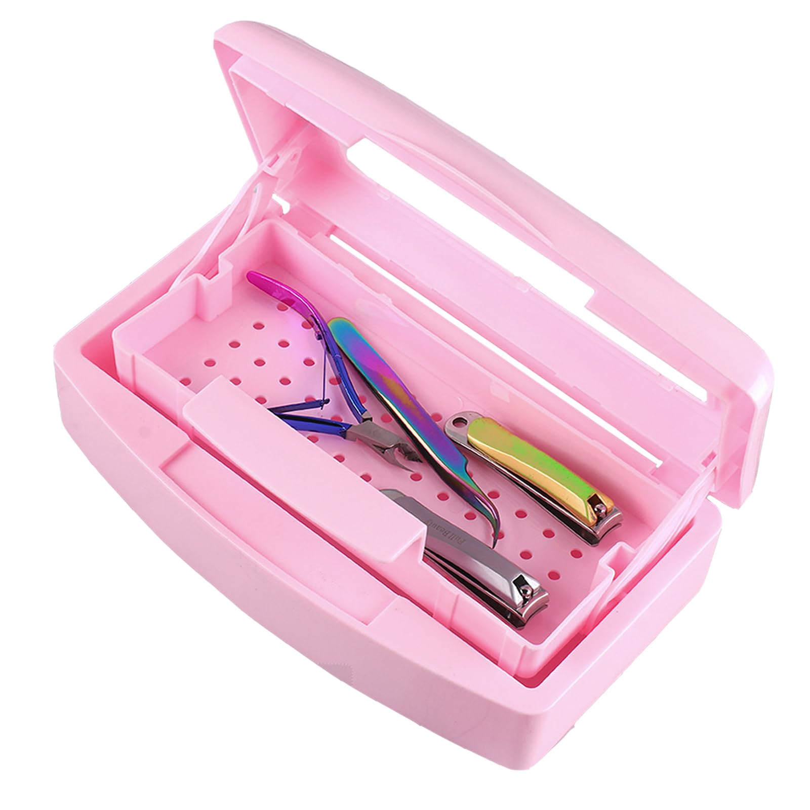 UV Nail Tool Sterilizer Box - Portable Plastic Sterilization Tray for Nail Tweezers, Clippers & Manicure Tools | Professional Salon-Grade Disinfection for Nail Technicians & Estheticians (Pink) | Perfect for Nail Salons, Spas & Home Manicure Stations