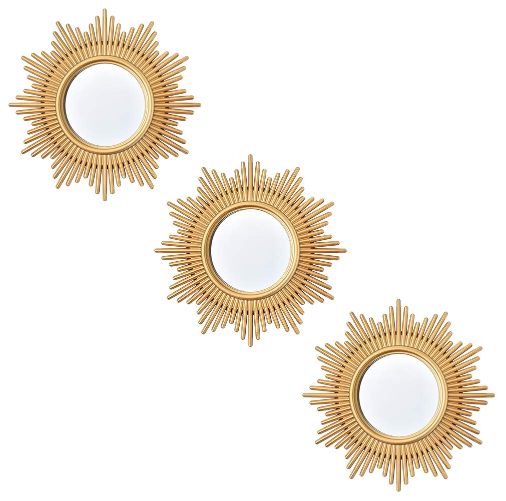 3-Pack Small Gold Round Wall Mirrors - Decorative Circle Mirrors for Living Room & Bedroom | Elegant Home Accessories | Perfect for Gallery Walls, Entryways, and Vanity Areas