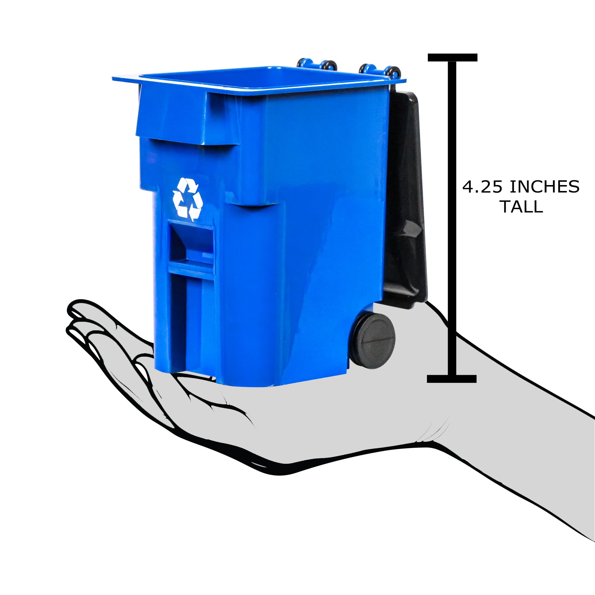 Mini Wrestling Action Figure Toy Accessory - Small Blue Recycling Trash Can with Lid & Wheels for WWE Collectibles - Perfect for Wrestling Dioramas & Toy Photography Scenes