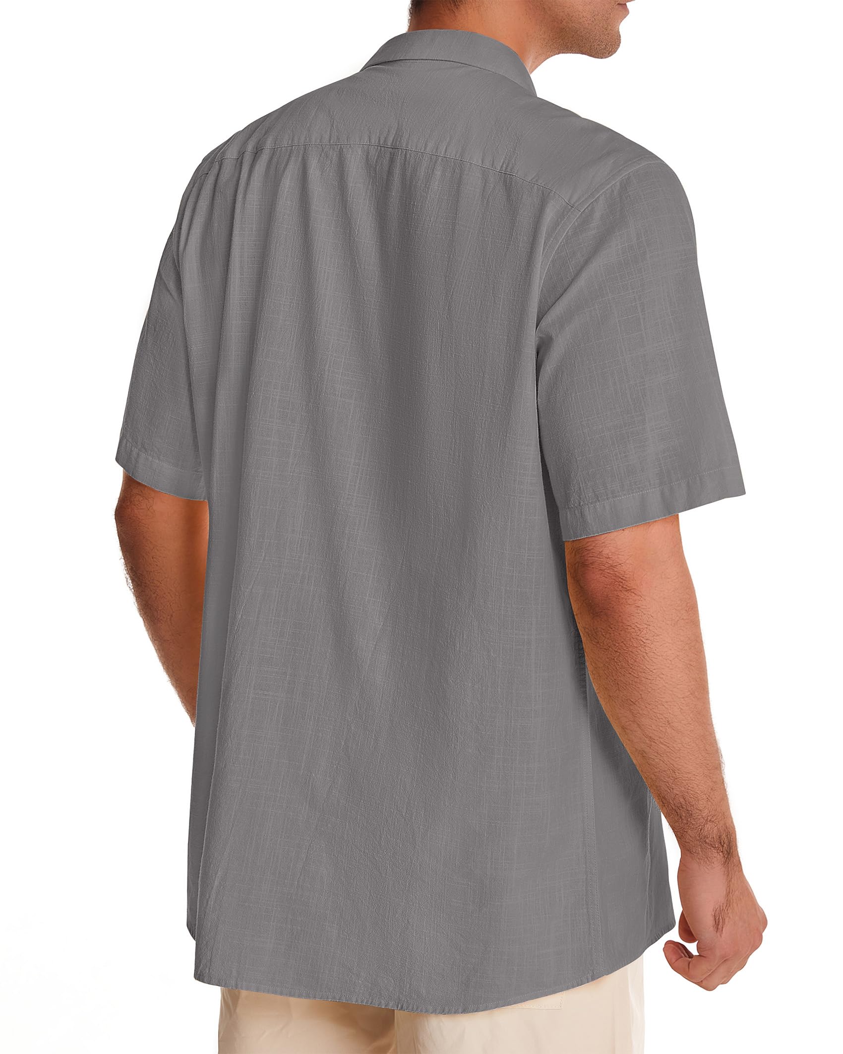 Men's Linen Short Sleeve Button Down Shirts - Breathable Cotton Summer Casual Shirts for Beach, Vacation & Hawaiian Style | Perfect for Tropical Getaways, Pool Parties and Summer Outings