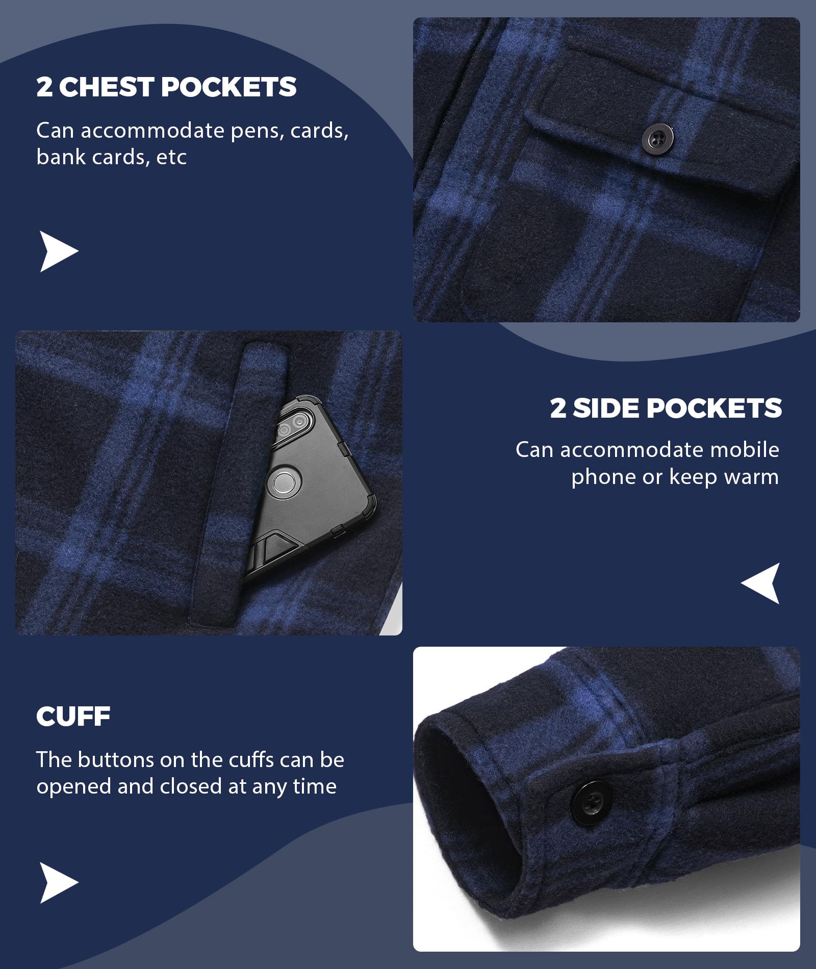Men's Flannel Hooded Jacket - Fleece Sherpa Lined Plaid Zip Up Sweatshirt with 4 Pockets | Warm Winter Outdoor Wear for Hiking, Camping & Casual Style