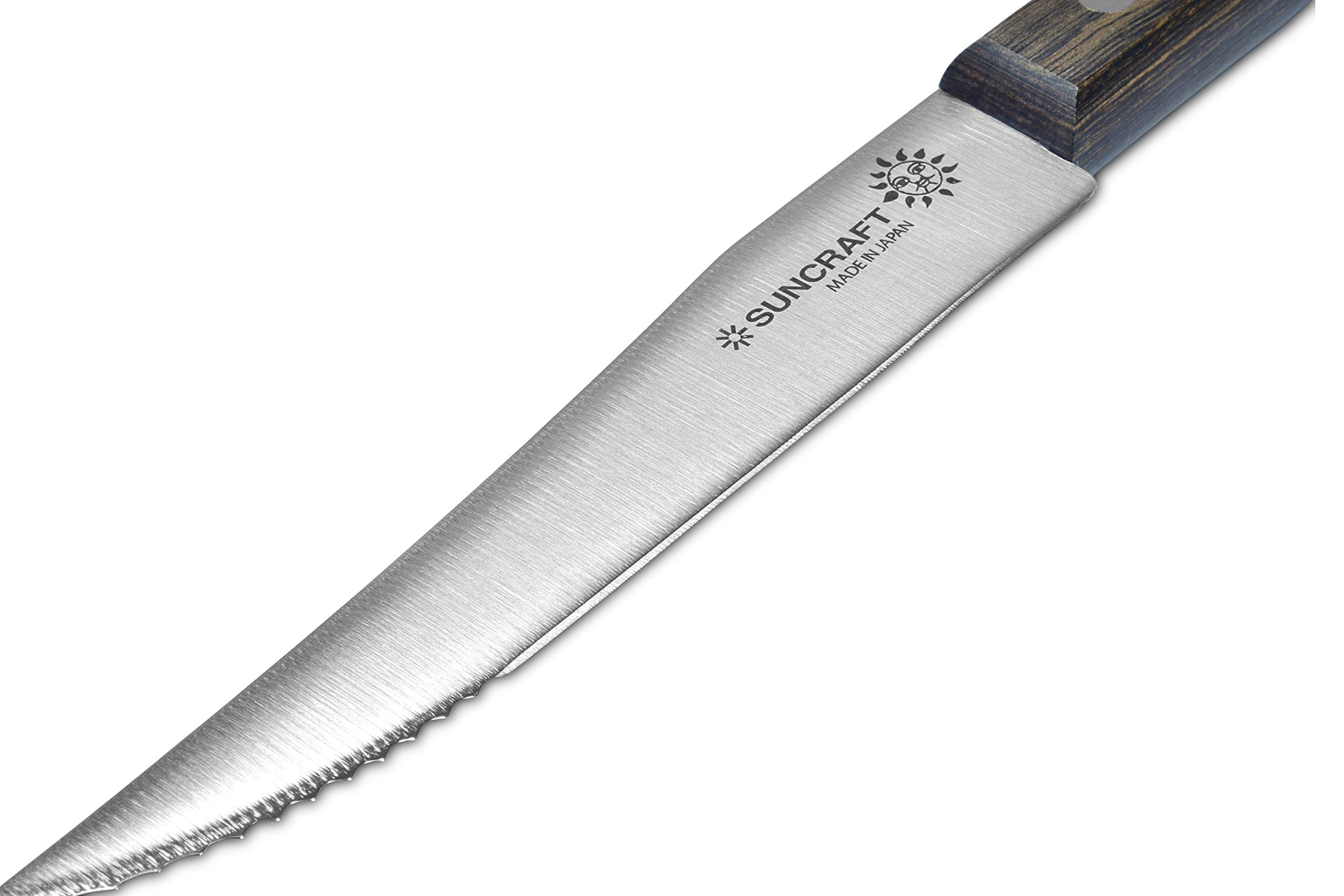 WW200 Japanese Utility Small Bread Knife - Stainless Steel Fruit & Meat Knife with Brown Wood Handle (4.5 inch/115mm) - Perfect for Slicing Bread, Fruits, Cheese, Cakes & Deli Meats - Ideal for Kitchen, Camping & Picnic Use
