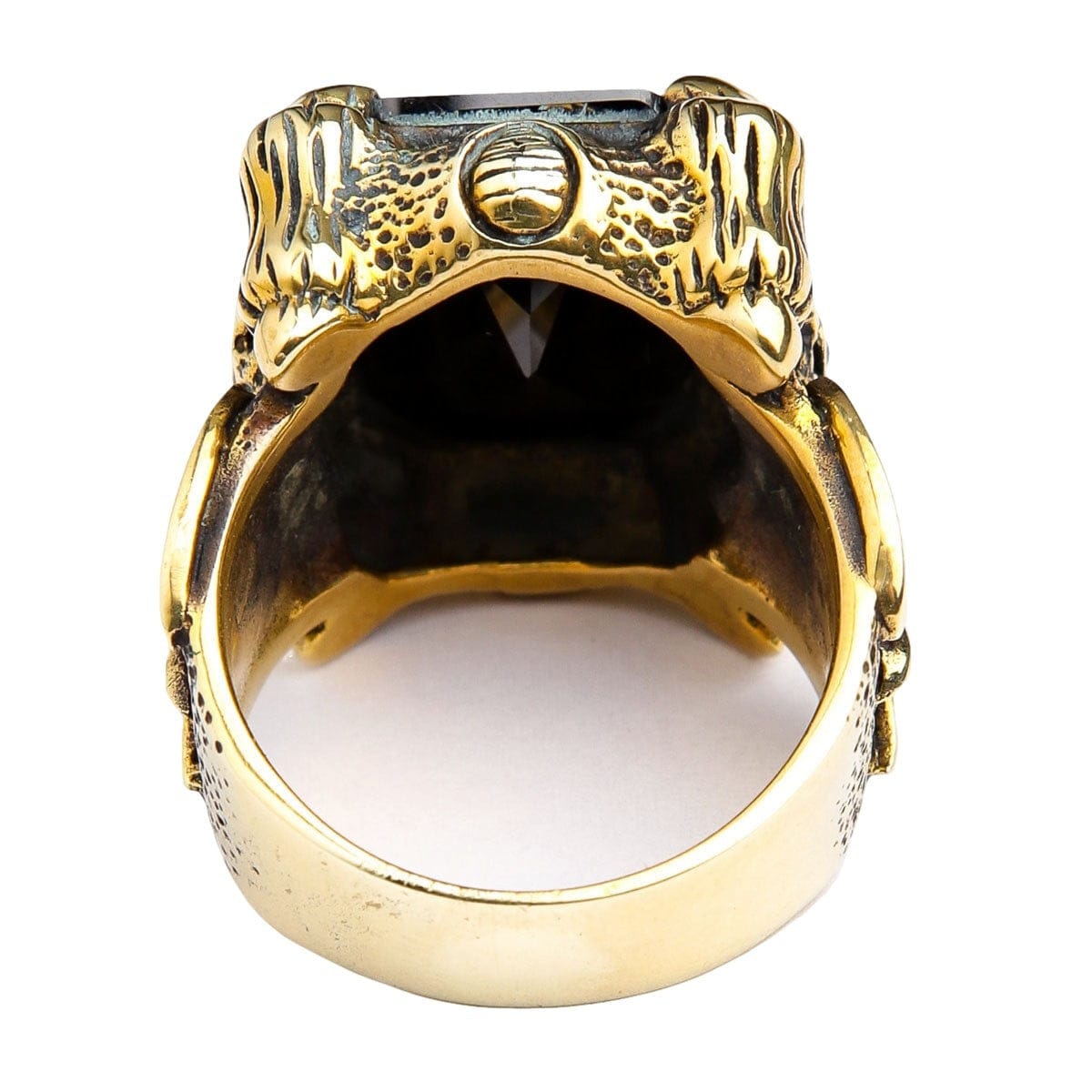 Black Onyx Dragon Claw Axe Solid Brass Biker Ring for Men - Gothic Punk Jewelry, Motorcycle Accessories, Perfect for Biker Gangs, Rock Concerts and Alternative Fashion