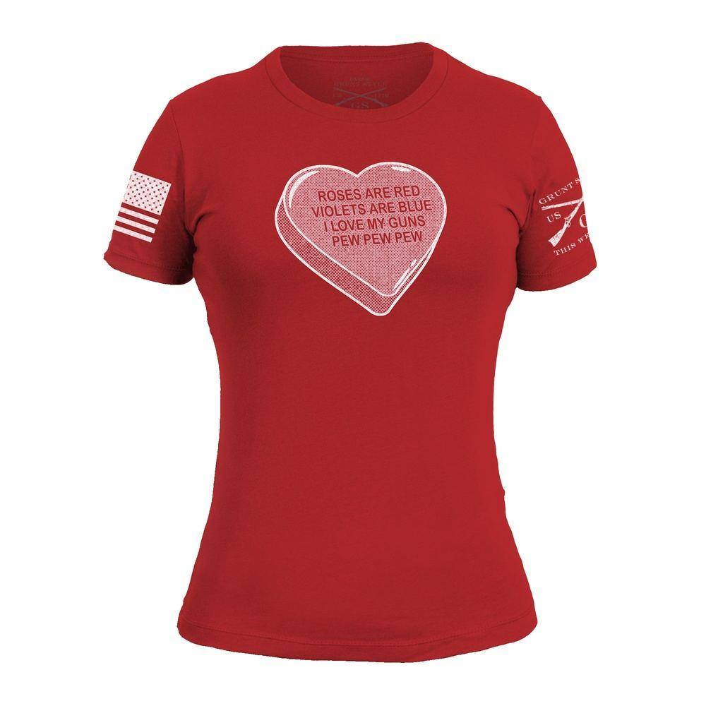 Women's Pew Pew Poem Slim Fit T-Shirt - Red | Casual Graphic Tee for Everyday Wear, Street Style & Outfits