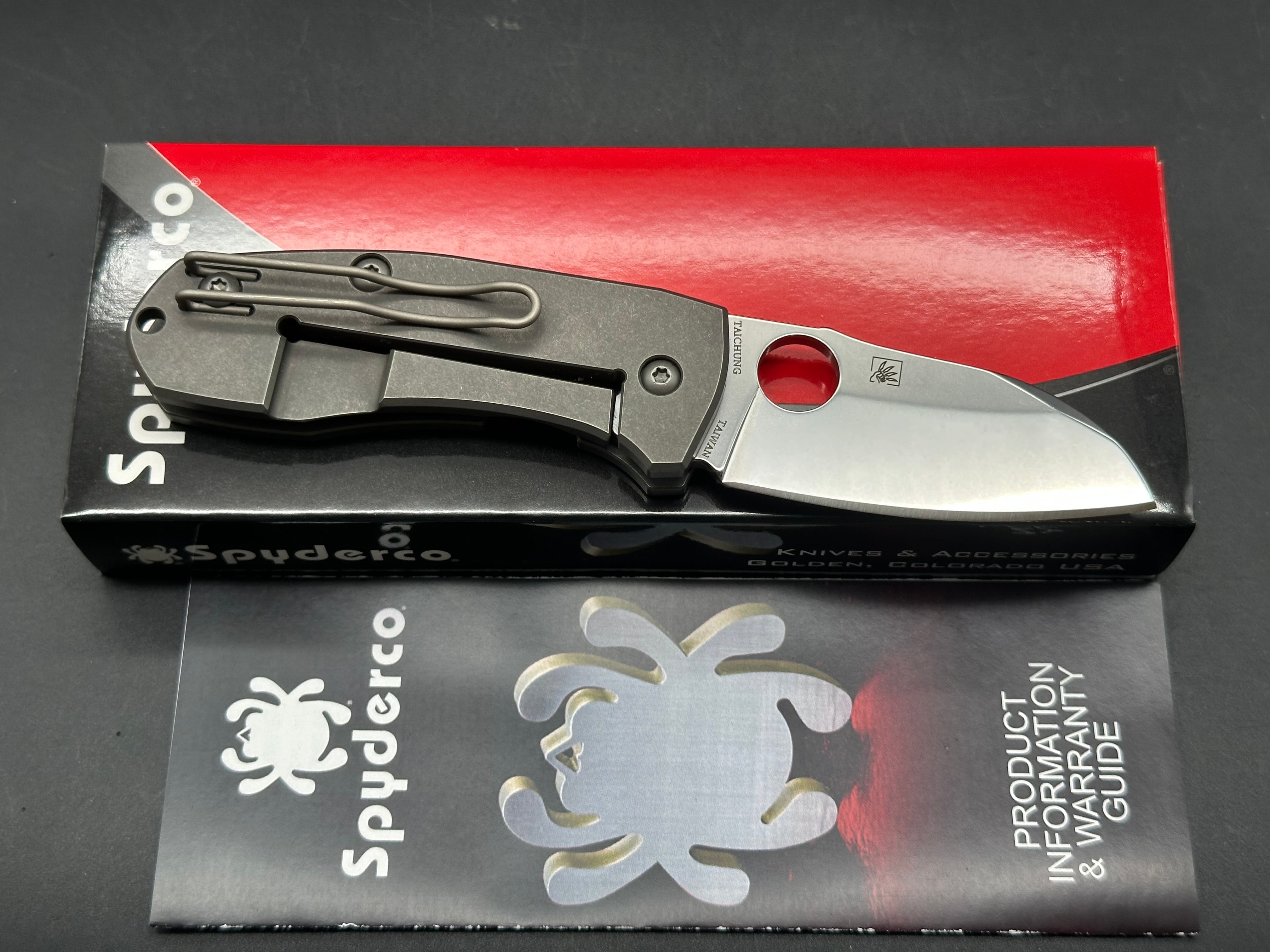 Spyderco Techno 2 Titanium Folding Pocket Knife with CTS XHP Steel Blade - EDC, Outdoor, Camping & Everyday Carry