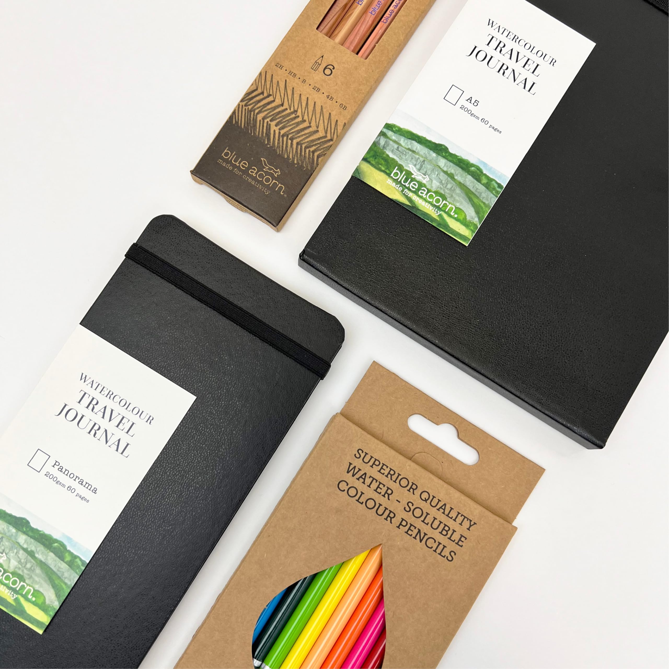 Premium Watercolor Journal Gift Set - 60-Page A5 Landscape Travel Sketchbook, 12 Water-Soluble Pencils & 6 Sketching Pencils | Perfect for Artists, Travelers & Creative Journaling Enthusiasts