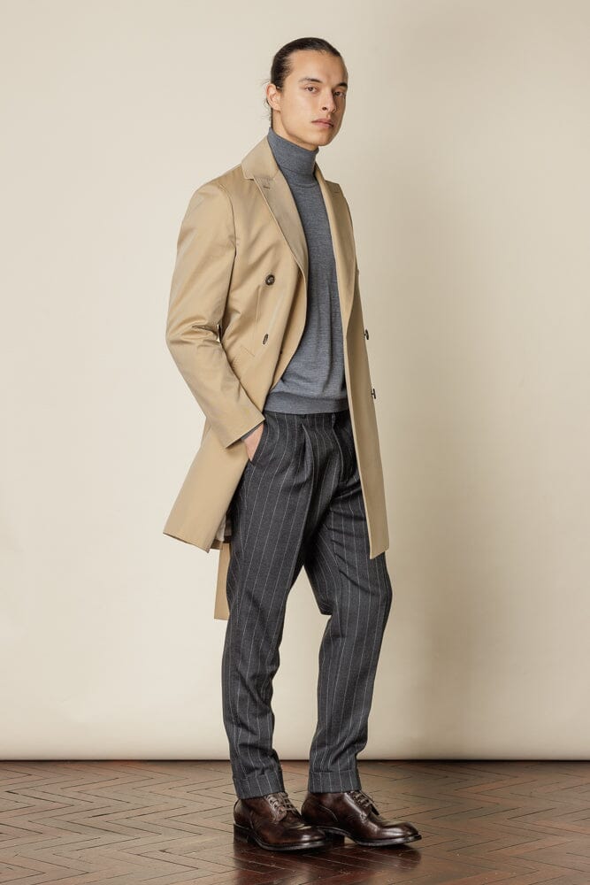 Stylish Mid-Length Double Breasted Trench Coat with Adjustable Belt - Sand Cotton Fabric for Women | Perfect for Office Wear, Spring Fashion & Rainy Day Outfits