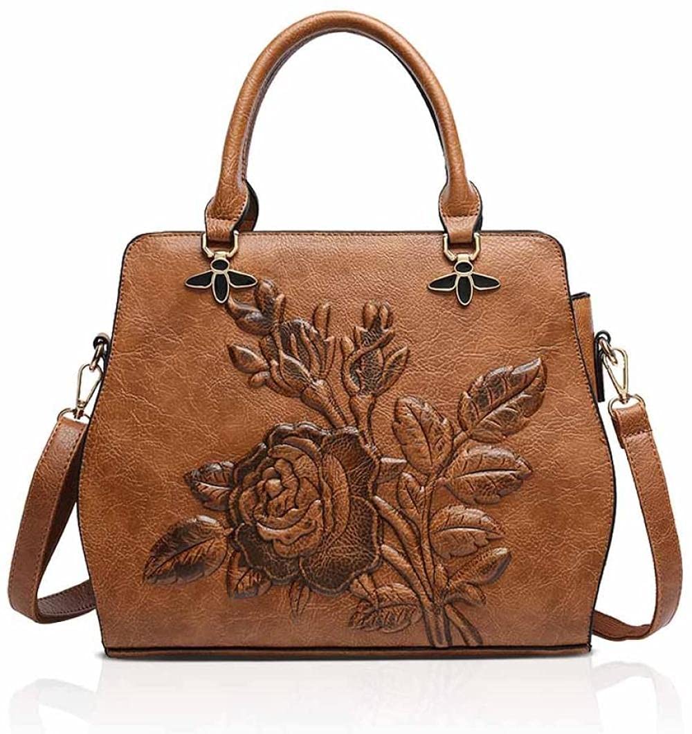 Vintage Floral Leather Handbag for Women - Stylish Letter Bag with Spacious Design (29.5X13X25CM) - Perfect for Work, Travel & Everyday Use