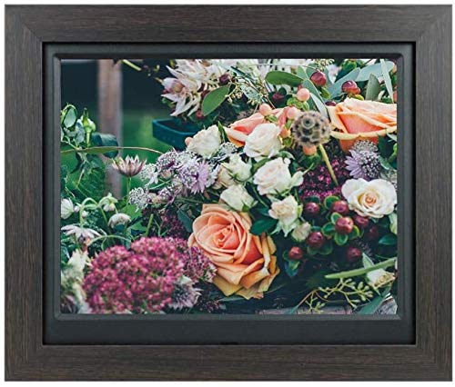 8.7 Inch Digital Photo Frame with 1024x768 IPS Screen - Wooden HD Digital Picture Frame for Photos, Music, Videos, Calendar & Clock - Perfect for Home, Office & Gift Giving (Dark Brown)