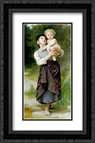 Brother and Sister 16x24 Black Ornate Frame with Double Matted Museum Art Print - William Adolphe Bouguereau Painting - Perfect for Living Room, Bedroom, or Office Wall Decor
