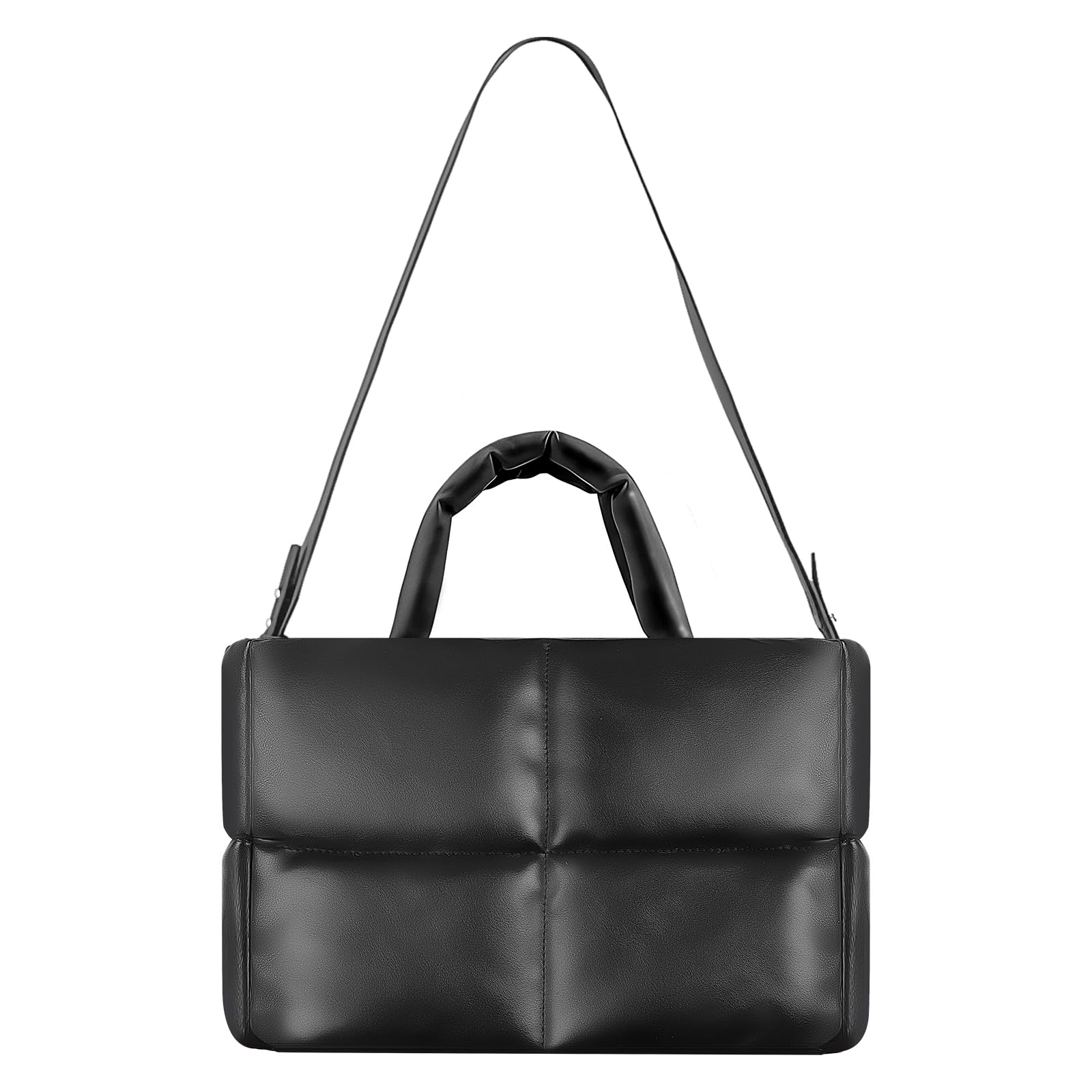 Quilted Puffer Tote Bag for Women - Soft Padded Cotton Leather Crossbody Shoulder Handbag with Zipper | Perfect for Work, Travel & Everyday Use
