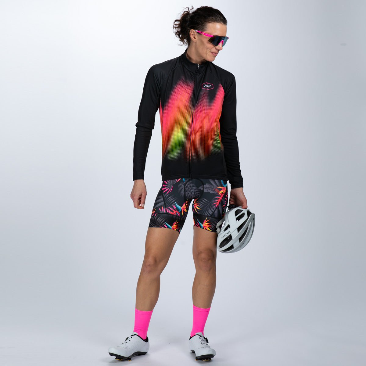 Women's Cycling Thermal Jersey - Tropical Magic Print - Breathable & Comfortable for Outdoor Biking, Commuting & Winter Sports