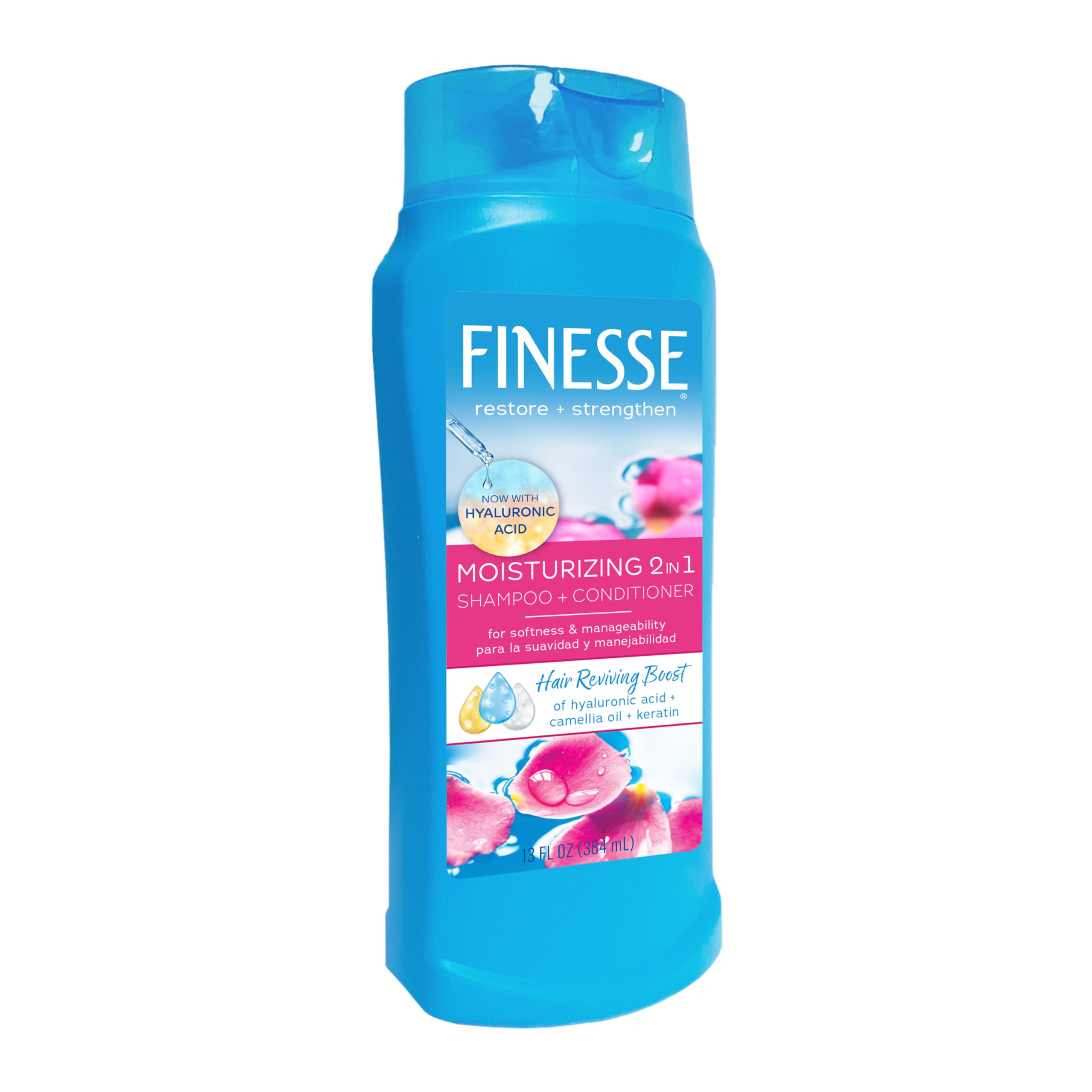 FINESSE Restore + Strengthen Moisturizing 2-in-1 Shampoo and Conditioner for Dry Damaged Hair - 13 oz (6 Pack) - Hydrating Hair Repair Treatment for Daily Use at Home or Salon