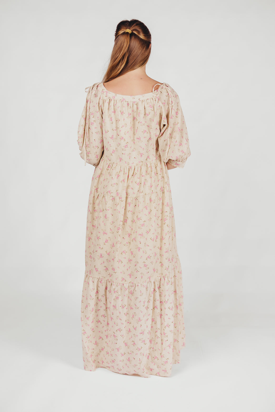 100% Cotton Floral Maxi Dress for Women - Pink & Brown Boho Summer Dress - Perfect for Beach, Vacation & Casual Outings
