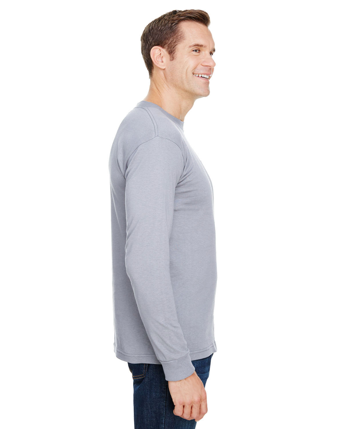Bayside BA3055 Unisex Union Made Long Sleeve Pocket Crew T-Shirt - Comfortable Workwear for Men & Women - Perfect for Construction, Outdoor Jobs and Casual Wear