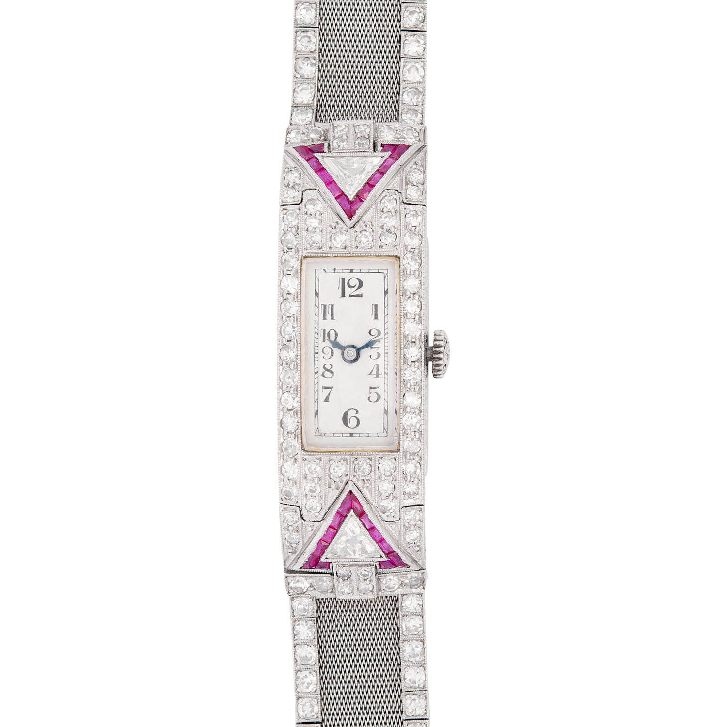 Vintage GLYCINE Art Deco Platinum Ruby & Diamond Watch 2.50ctw - Luxury Swiss Timepiece for Men & Women - Perfect for Formal Events, Weddings & Collectors