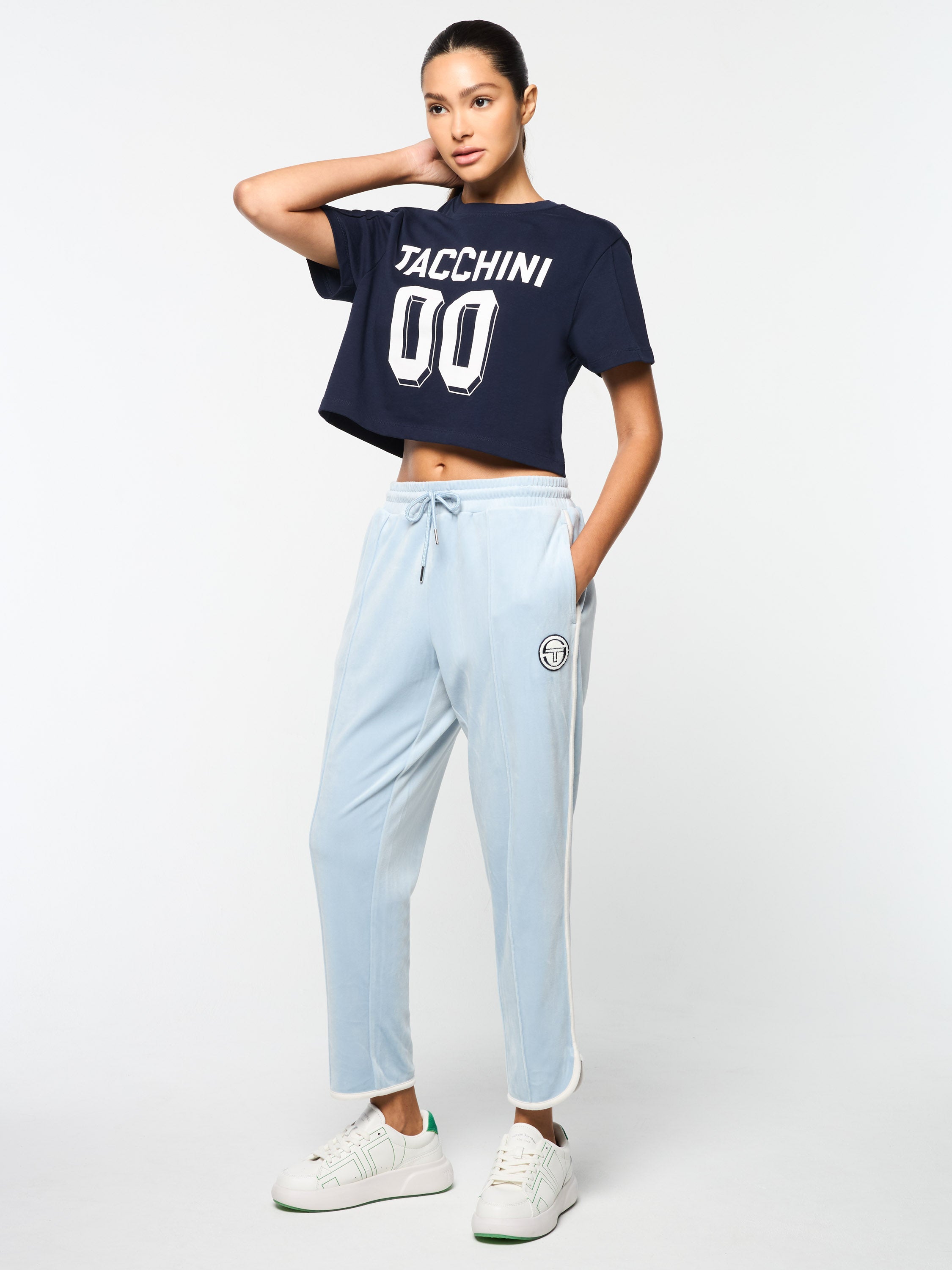 Amore Crop T-Shirt for Women - Soft Comfortable Short Sleeve Casual Top in Maritime Blue | Perfect for Summer Outfits, Beach Wear & Everyday Fashion