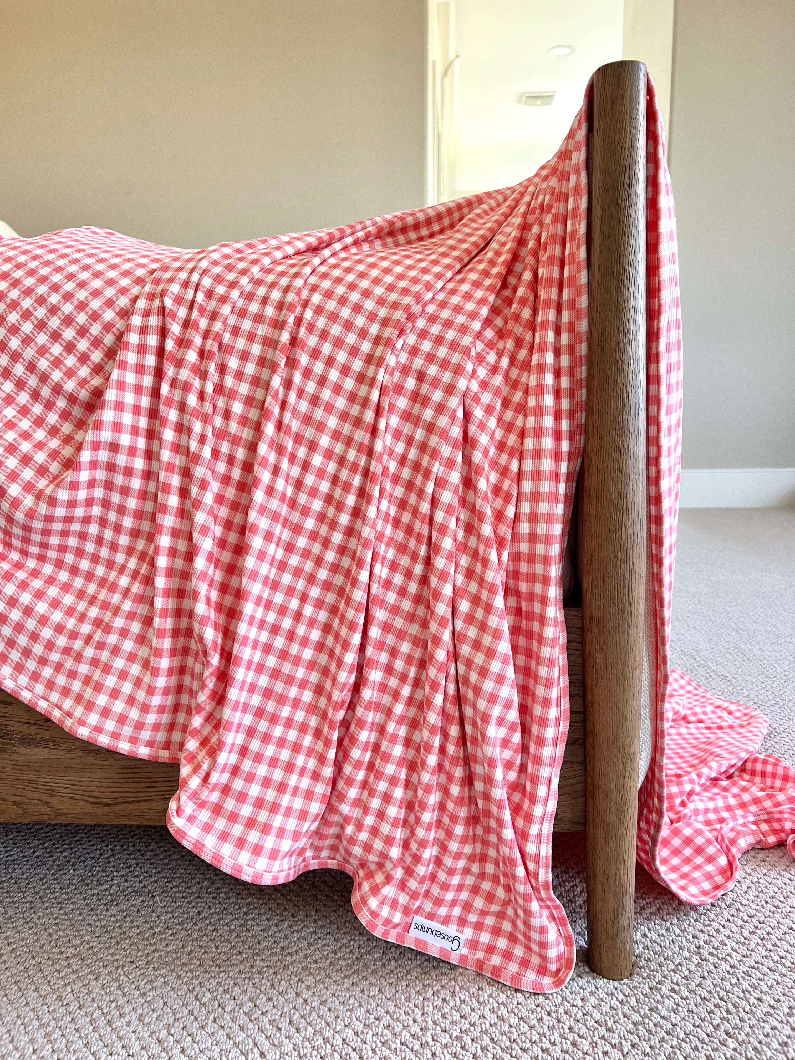 Coral Gingham Fabric - Soft & Breathable Cotton Material for Summer Dresses, Shirts, and DIY Sewing Projects | Perfect for Home Decor, Quilting, and Crafting