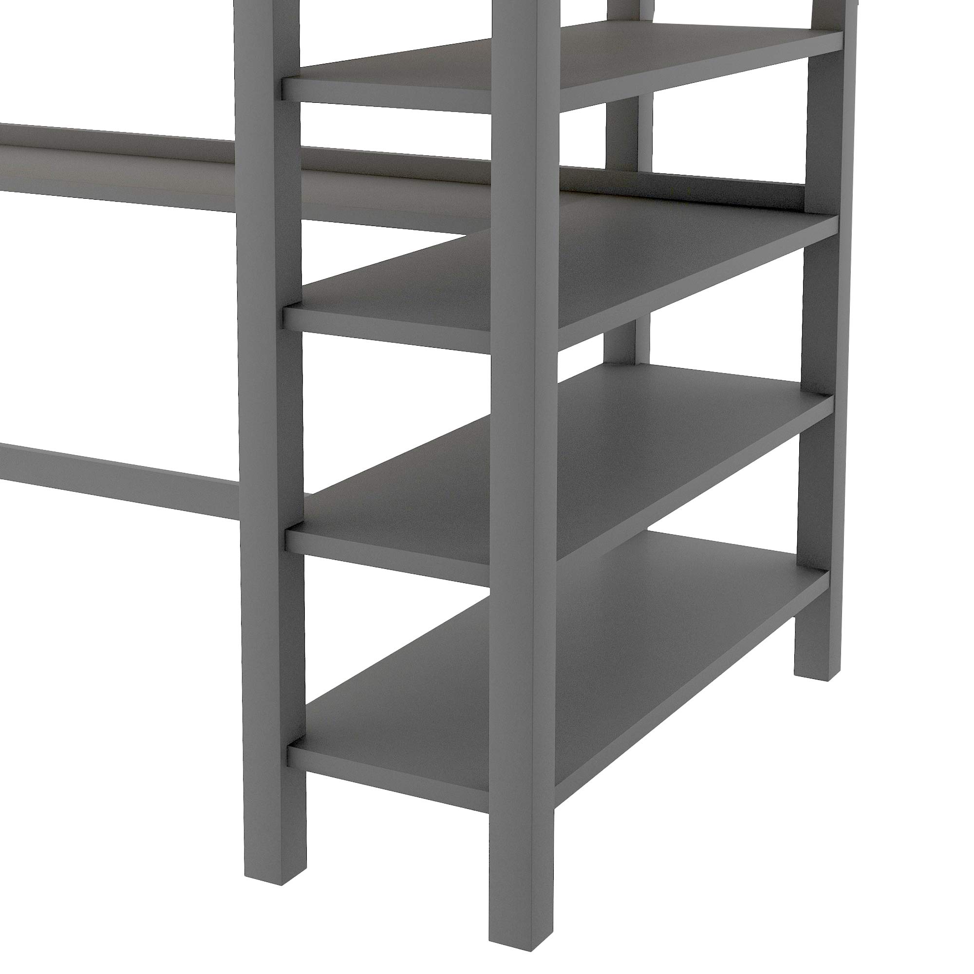 Harper & Bright Designs Twin Loft Bed with Desk, Storage Shelves, Ladder & Guard Rail - Sturdy Wood Frame for Kids, Teens & Adults (Grey) - Perfect for Small Bedrooms, Dorms & Home Offices