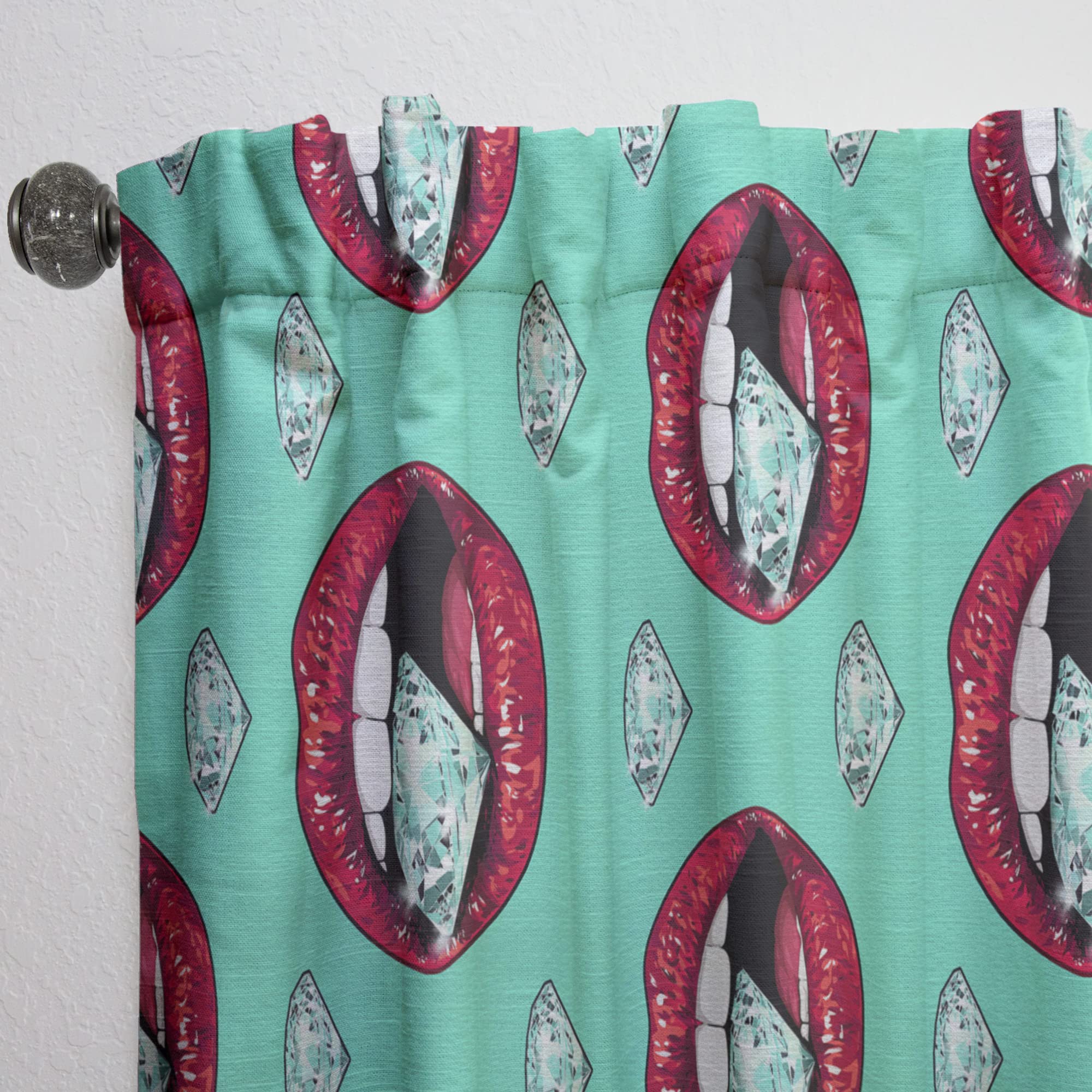 Bright Lips Holding A Sparkling Brilliant Thermal Insulated Curtains - Single Panel 52x108 - Elegant Window Drapes for Bedroom & Living Room - Perfect for Home Decor & Light Control