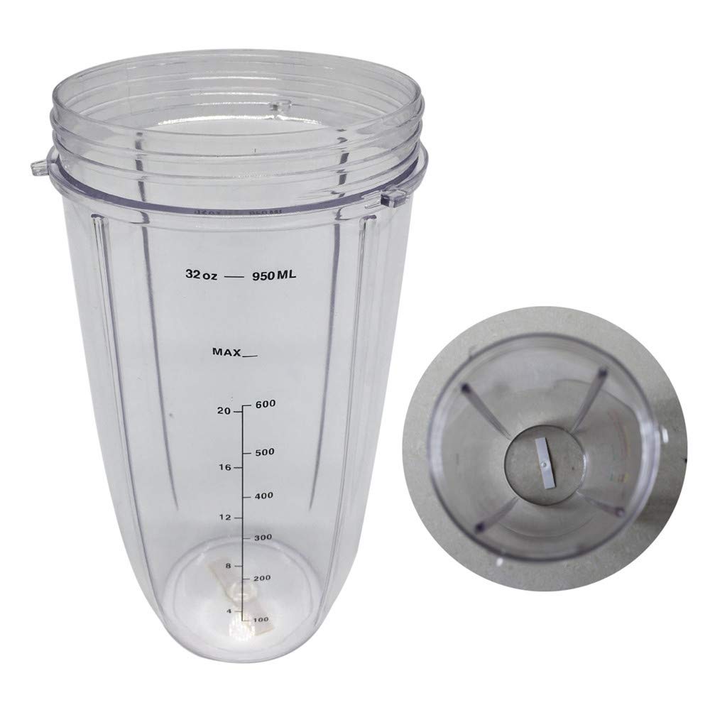 2-Pack 32oz Replacement Cups for Blender Juicer Mixer with 2 Spout Lids - Fits Most 24oz & 32oz Containers - Perfect for Smoothies, Juices, and Meal Prep at Home or Gym