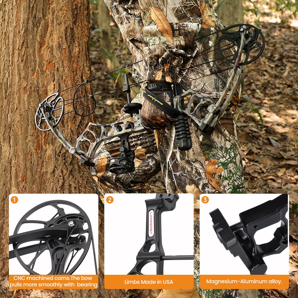 Lightweight Compound Bow Kit for Hunting & Target Practice | Adjustable 0-50 Lbs Draw Weight, 290 FPS Speed | USA-Made Limbs | Complete Archery Set for Adults & Youth | Perfect for Backyard Training, Hunting Trips & Outdoor Adventures (2025 Model)
