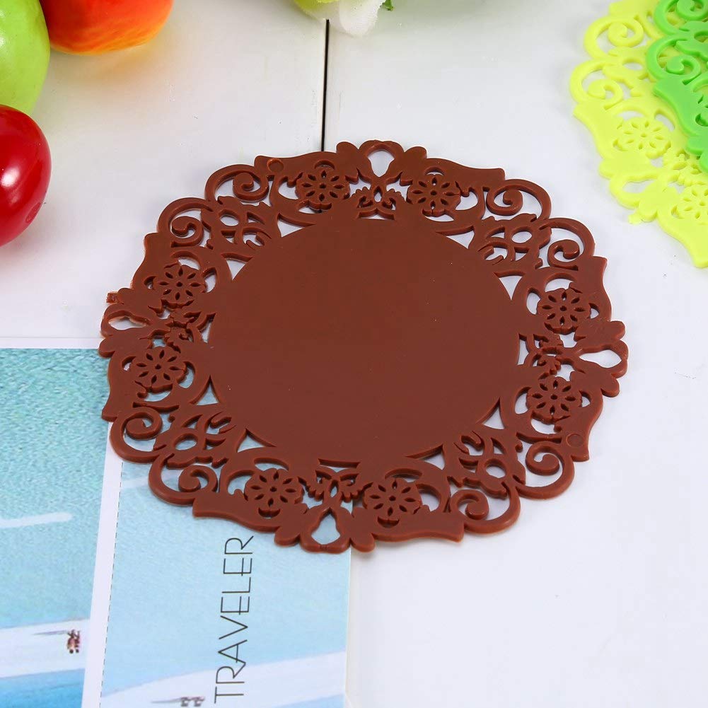 Premium Plastic Hollow Tea Coaster Set - 6 Pack Round Insulated Cup Mats for Hot & Cold Drinks | Perfect for Coffee, Tea, Mugs & Kitchen Table Protection