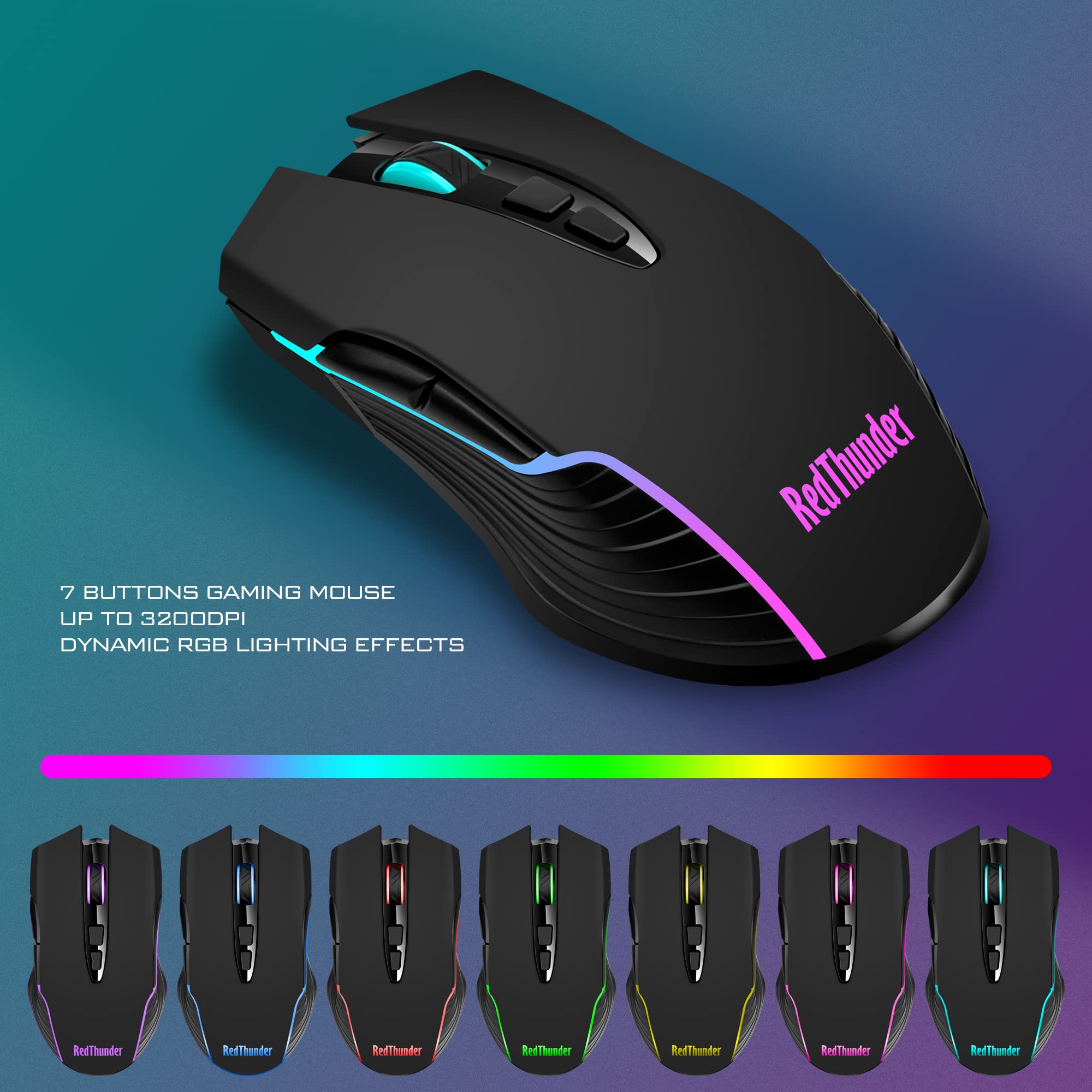 RedThunder K10 Wireless Gaming Keyboard & Mouse Combo - LED Backlit, Rechargeable for PC Gamers - Perfect for Esports & Late-Night Gaming