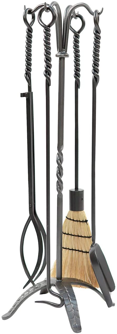 Durable Wrought Iron Rope Fireplace Tool Set - Functional & Decorative for Indoor/Outdoor Fire Pits - Ergonomic Design for Easy Use - Perfect for Fireplace Maintenance & Home Decor