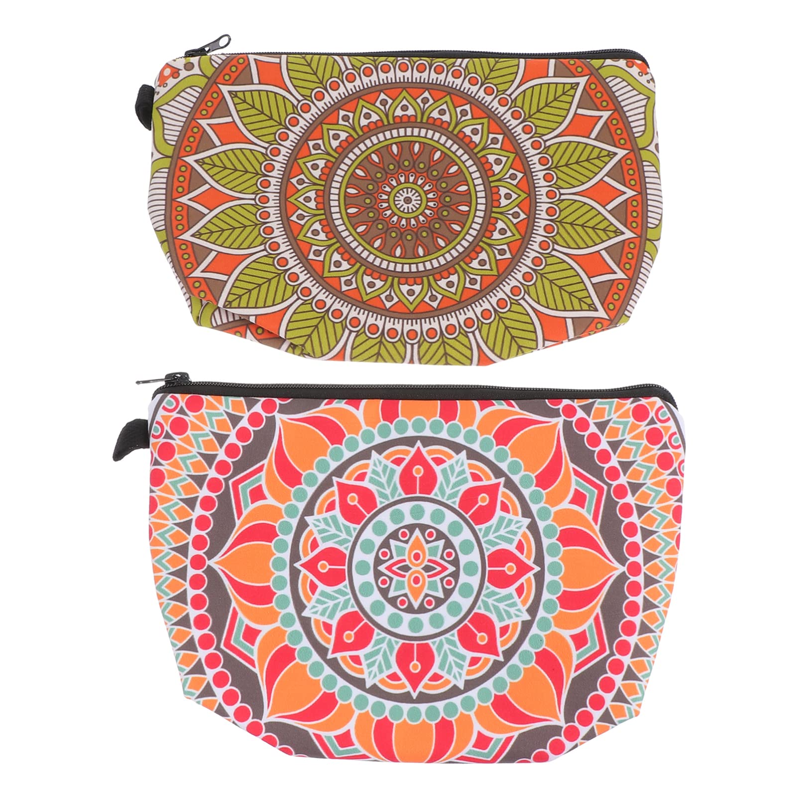 Healifty 2 Pack Waterproof Makeup Bag & Toiletry Pouch with Mandala Flower Design - Travel Cosmetic Organizer for Bathroom Storage, Gym Essentials & Vacation Packing