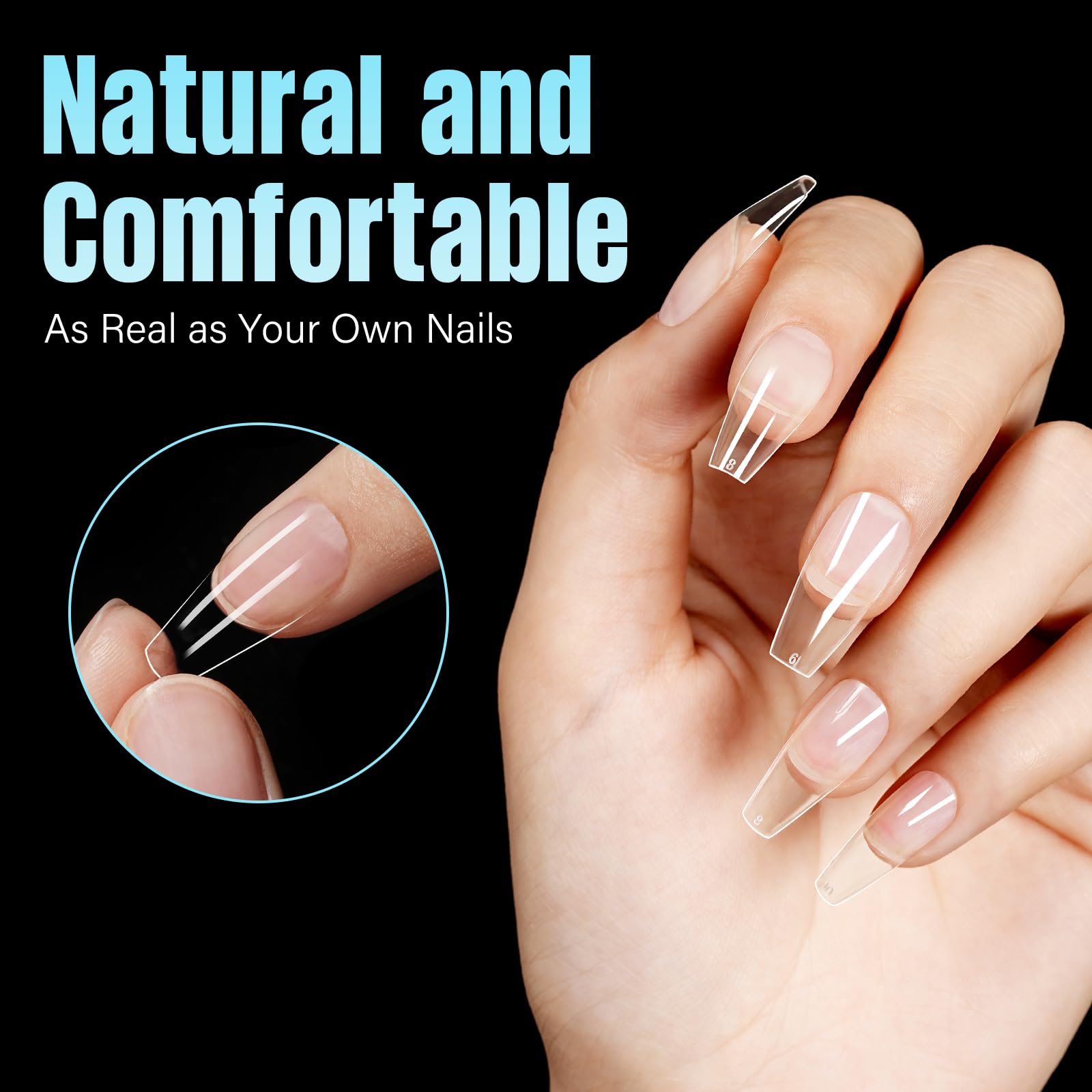 TOMICCA Medium Coffin Nail Tips - 240Pcs Half Matte Soft Gel False Nails with 12 Sizes for Acrylic Extensions | DIY Nail Art Kit for Beginners & Professionals | Perfect for Home Manicures, Salon Use & Special Occasions