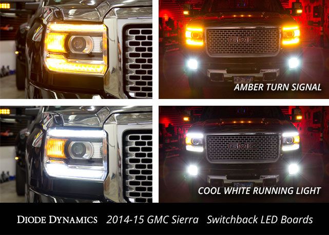 2014-2015 GMC Sierra Switchback DRL LED Headlight Boards - Upgrade Your Truck's Style & Visibility for Daytime & Night Driving