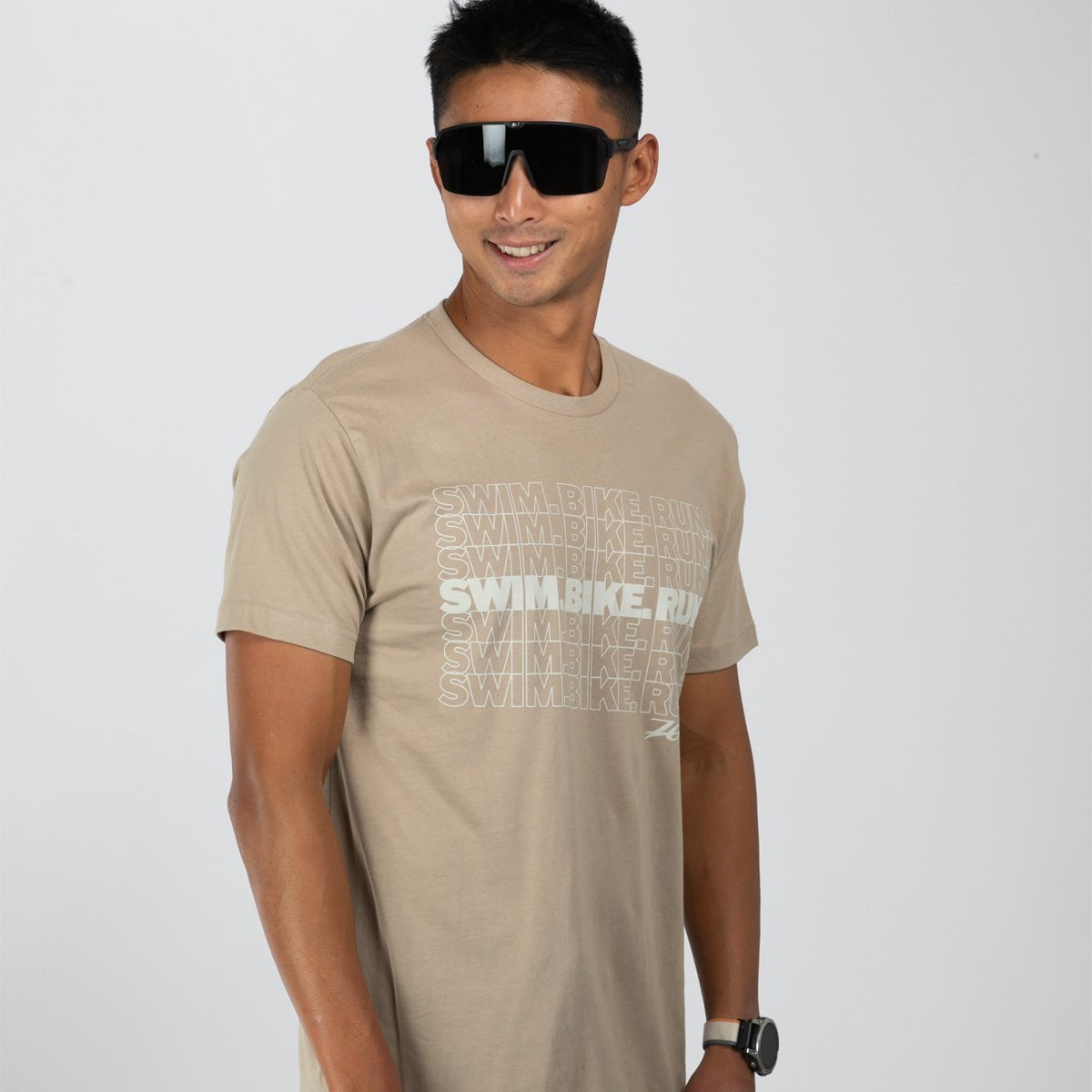 Unisex Swim Bike Run Performance Tee - Lightweight Quick-Dry Athletic Shirt for Triathlon Training & Outdoor Sports (Tan)