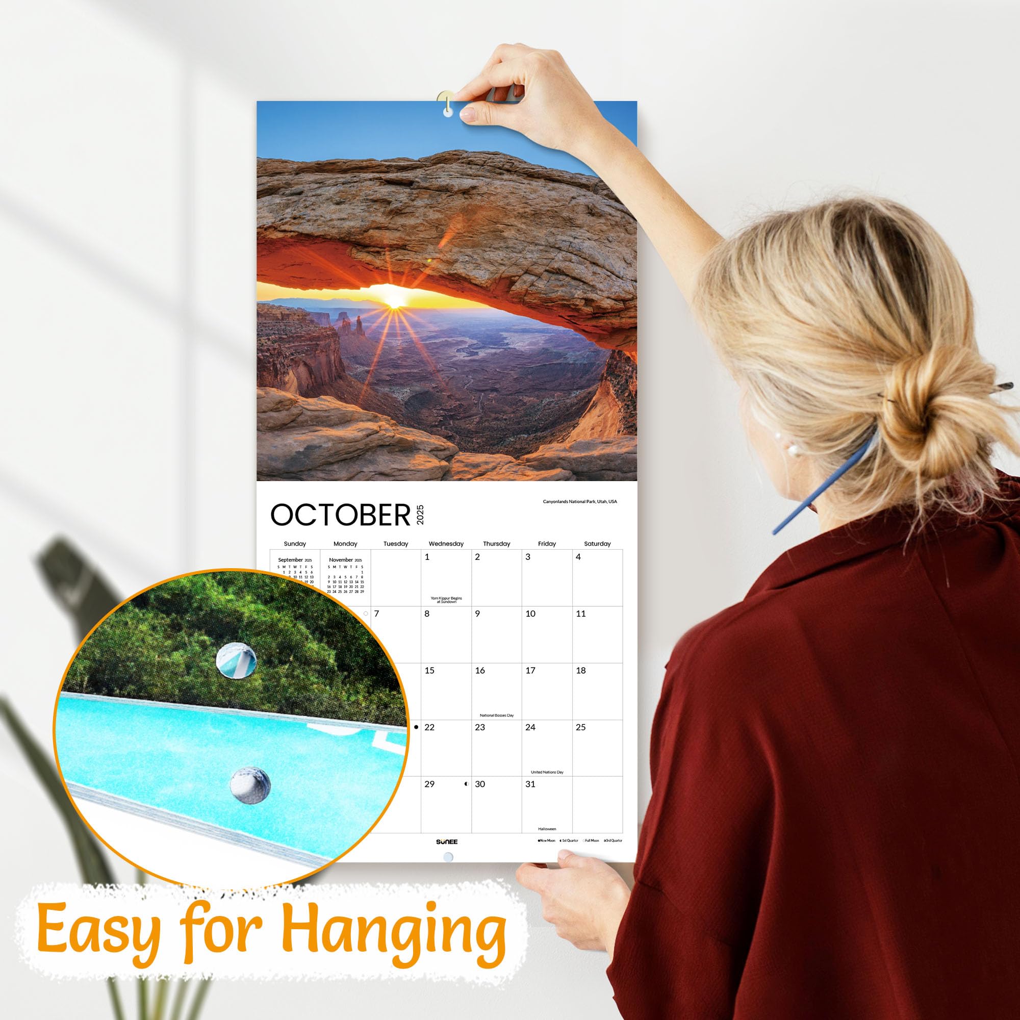 2025 National Parks Wall Calendar - 16 Months (September 2024-December 2025) | 12x12 Inch Large Hanging Calendar with Thick Glossy Paper | Perfect for Home, Office & Classroom Decor | SUNEE