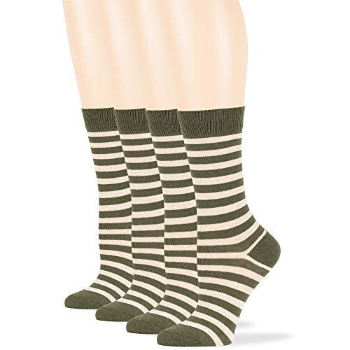 7BigStars Women's Cotton Crew Socks 4-Pack - Soft Breathable Everyday Socks with Fun Animal & Nature Prints (Puppy, Bird, Dog, Coffee, Fox, Space, Desert) - Perfect for Casual Wear, Work, Gym & Home Comfort