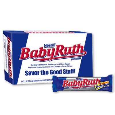 Baby Ruth Candy Bars - 24 Pack (2.1oz Each) | Bulk Chocolate Snacks for Parties, Halloween Treats & Office Break Rooms