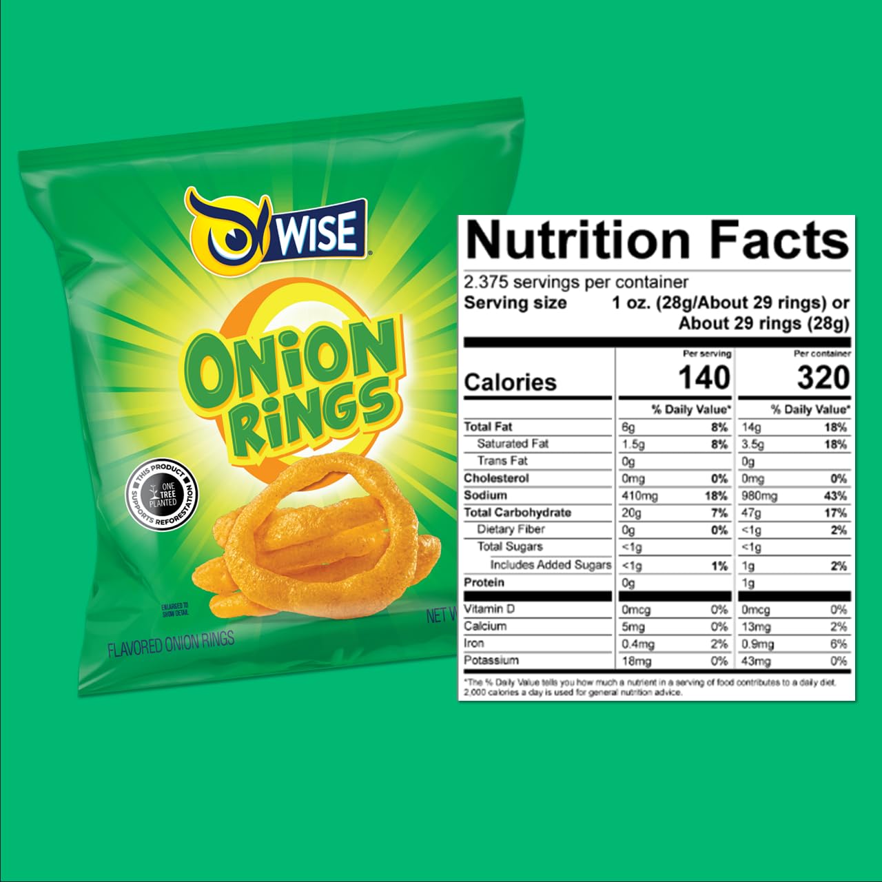Wise Snacks Gluten Free Onion Rings 5.85oz (12 Pack) - Crunchy Snack for Parties, Movie Nights & On-The-Go