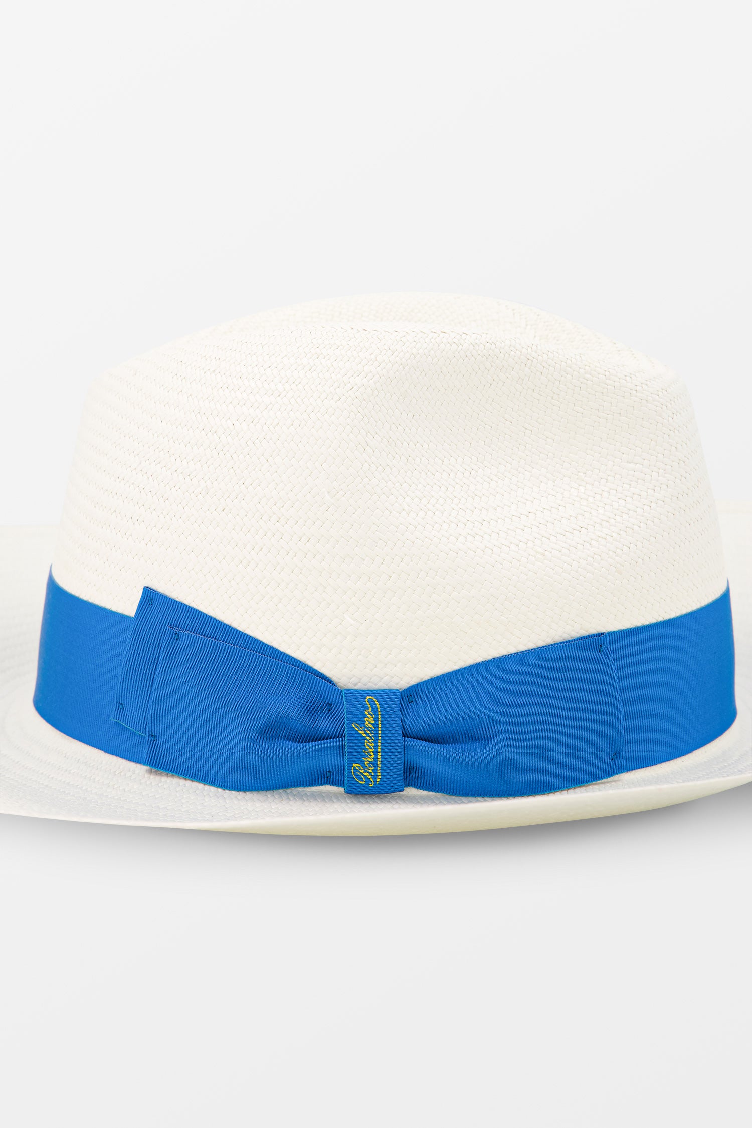 Borsalino White and Blue Panama Hat for Women - Fine Sophie Straw Summer Sun Hat - Perfect for Beach, Vacation, and Outdoor Activities