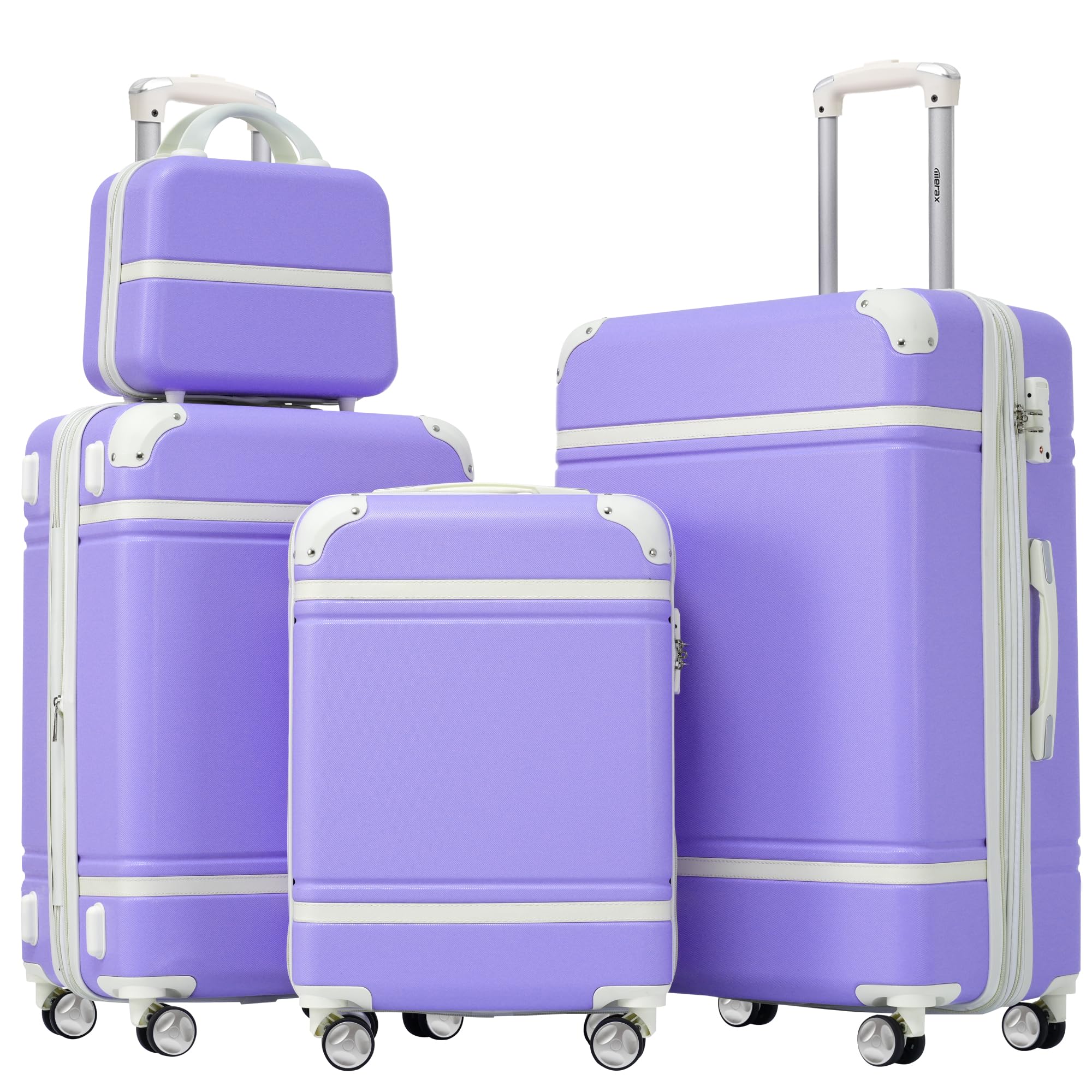 Merax 3-Piece Expandable Spinner Luggage Set with Cosmetic Case - Vintage Purple Suitcase (20