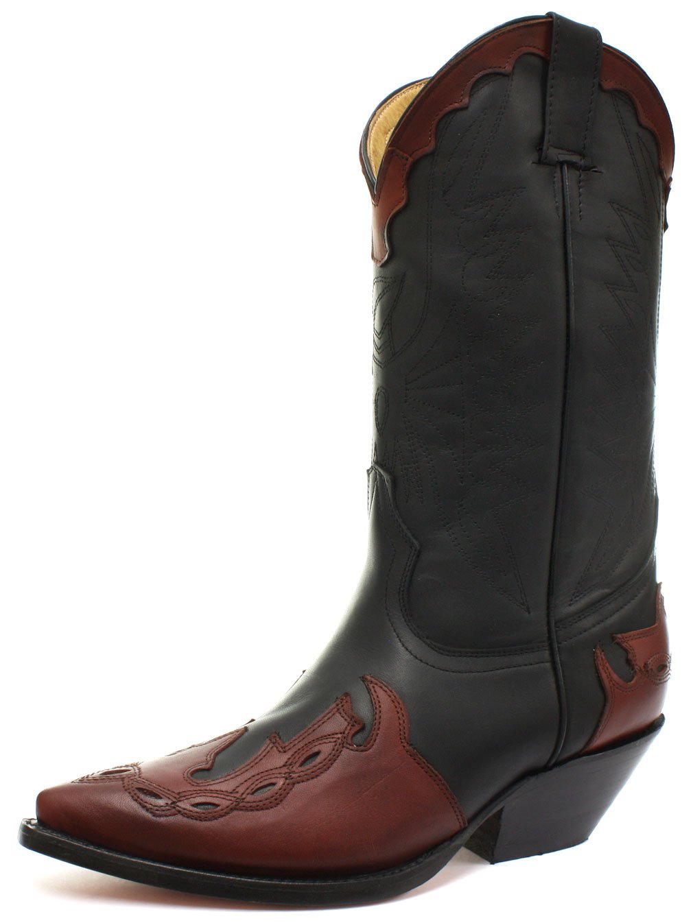 Arizona Black/Burgundy Genuine Leather Cowboy Boots for Men - Western Style Riding & Work Boots - Perfect for Rodeo, Country Music Festivals & Outdoor Adventures