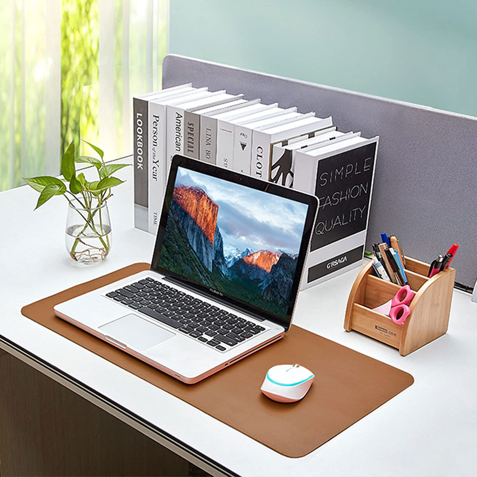 Premium Cowhide Waterproof Desk Pad - Thick Non-Slip Office & Gaming Mouse Mat - Large 45x90cm (18x35in) Leather Desk Protector for Work, Home & Gaming (Brown) - Perfect for Office Desks, Home Workstations & PC Gaming Setups